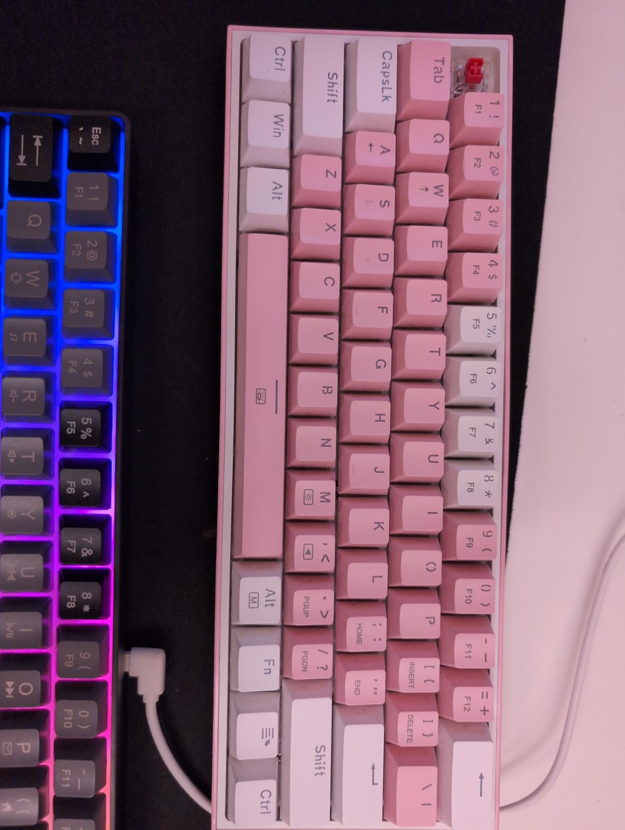 Guiheng Wired Portable 60% Mechanical Gaming Keyboard,RGB LED Backlit Compact 68 Keys Mini Wired Office Keyboard with Red Switch for Windows Laptop PC Mac - White customer photo 2