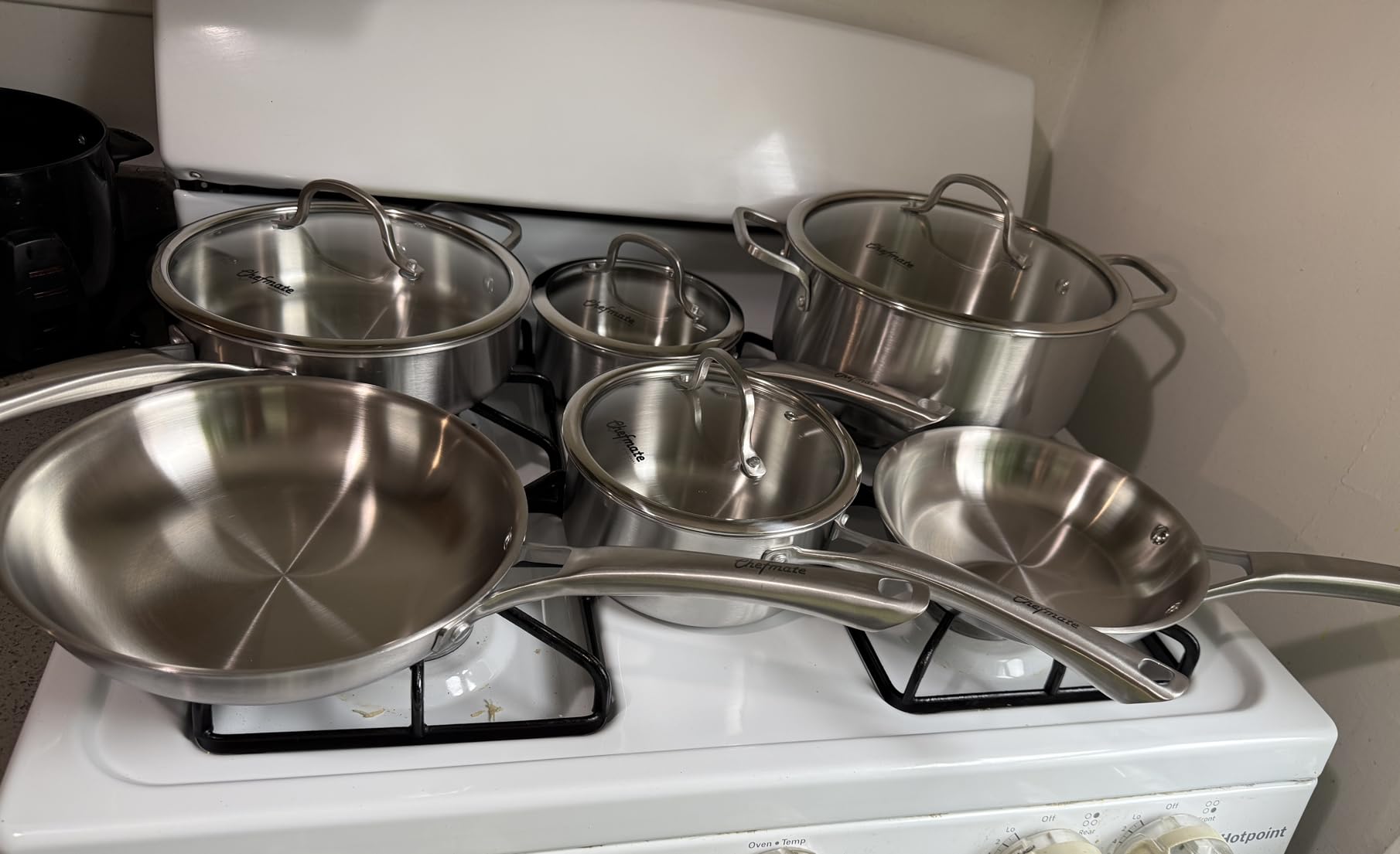 Stainless Steel Cookware Set,Tir-Ply Pots and Pans Set,10 Pcs Stainless Steel Induction Kitchen Cookware Sets,PFOA Free, Frying Pans, Butter warmer,Saute Pan & Stock Pot,Compatible with All Cooktops customer photo 1