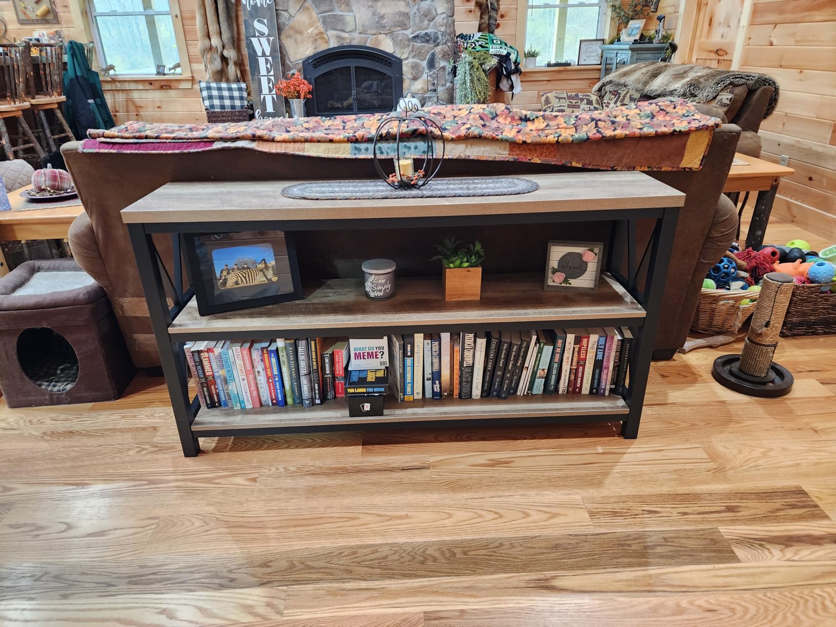 FATORRI Console Table for Entryway, Modern Entry Table with 3 Tier Shelves, Couch Tables Behind Sofa (55 Inch, Dark Walnut) customer photo 1