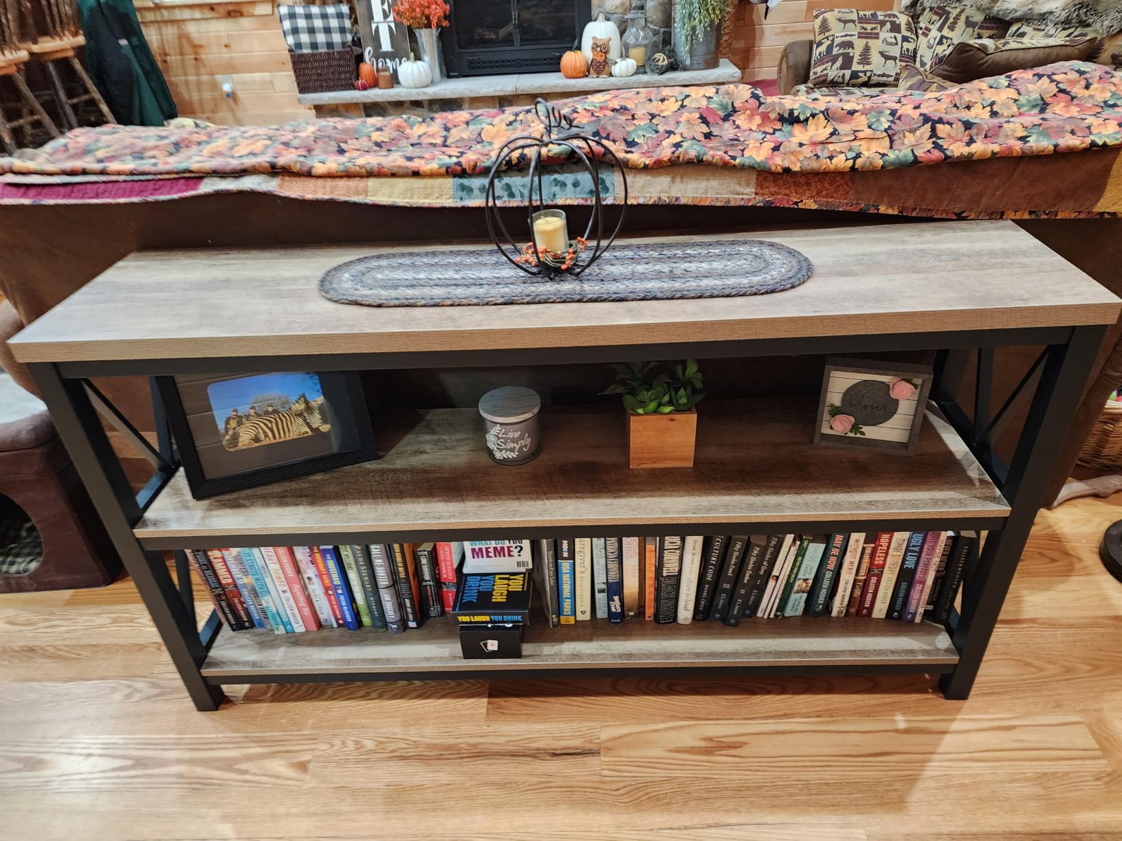 FATORRI Console Table for Entryway, Modern Entry Table with 3 Tier Shelves, Couch Tables Behind Sofa (55 Inch, Dark Walnut) customer photo 2