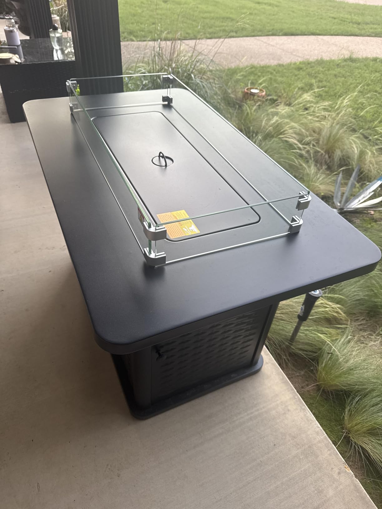 Ciays 43-Inch Rectangular Propane Fire Pit with 60,000 BTU Output, Fire Pit Table Premium Gas for Outside Patio with 304 Stainless Steel H-Burner, Glass Stones, and Wind Guard, Black customer photo 1