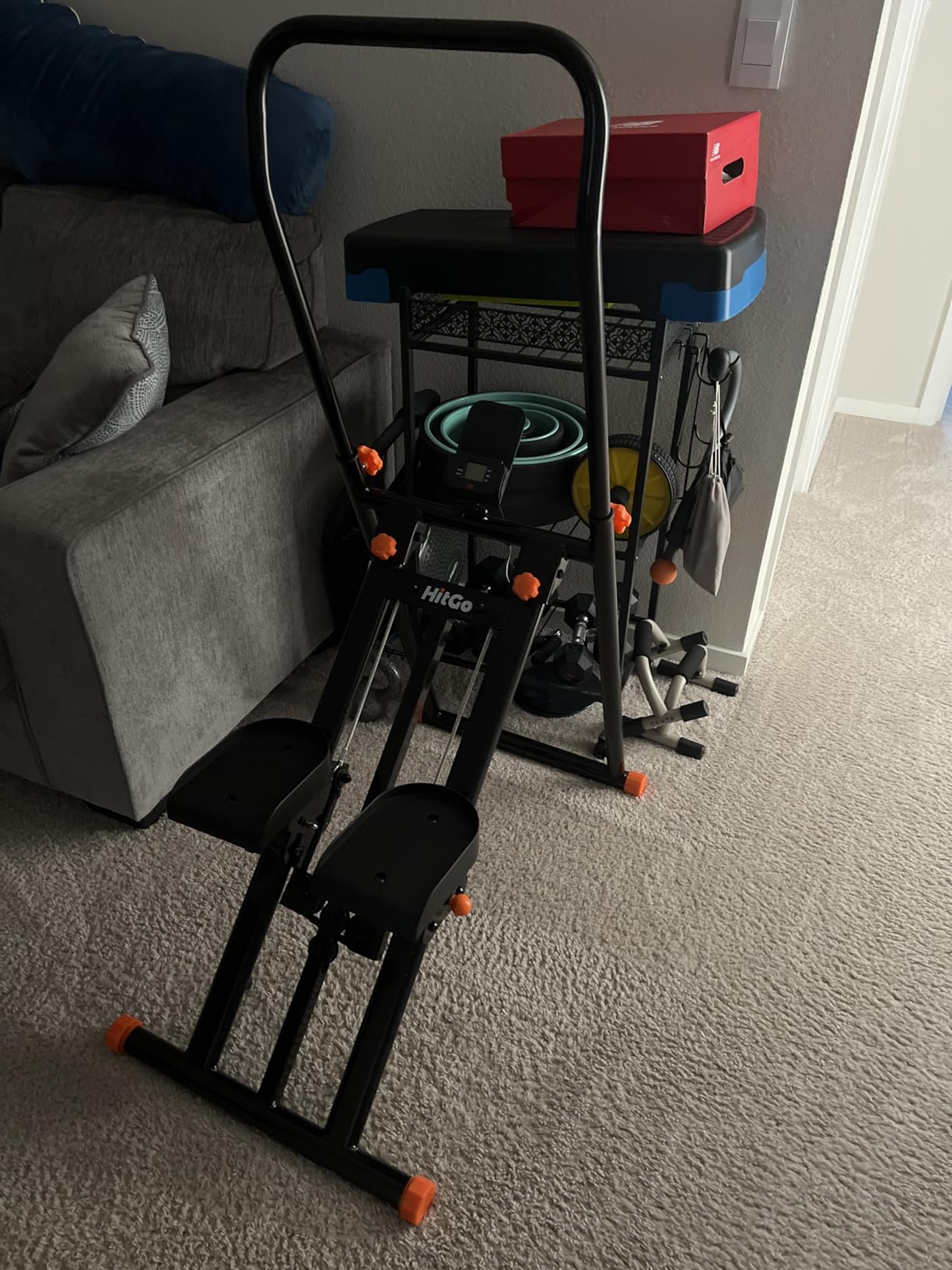 HitGo Foldable Stair Stepper Machine - Vertical Stair Climber for Home Gym, Full-Body Cardio Workout Equipment with Adjustable Handlebar & Pedals, Extended Step Range Design customer photo 2
