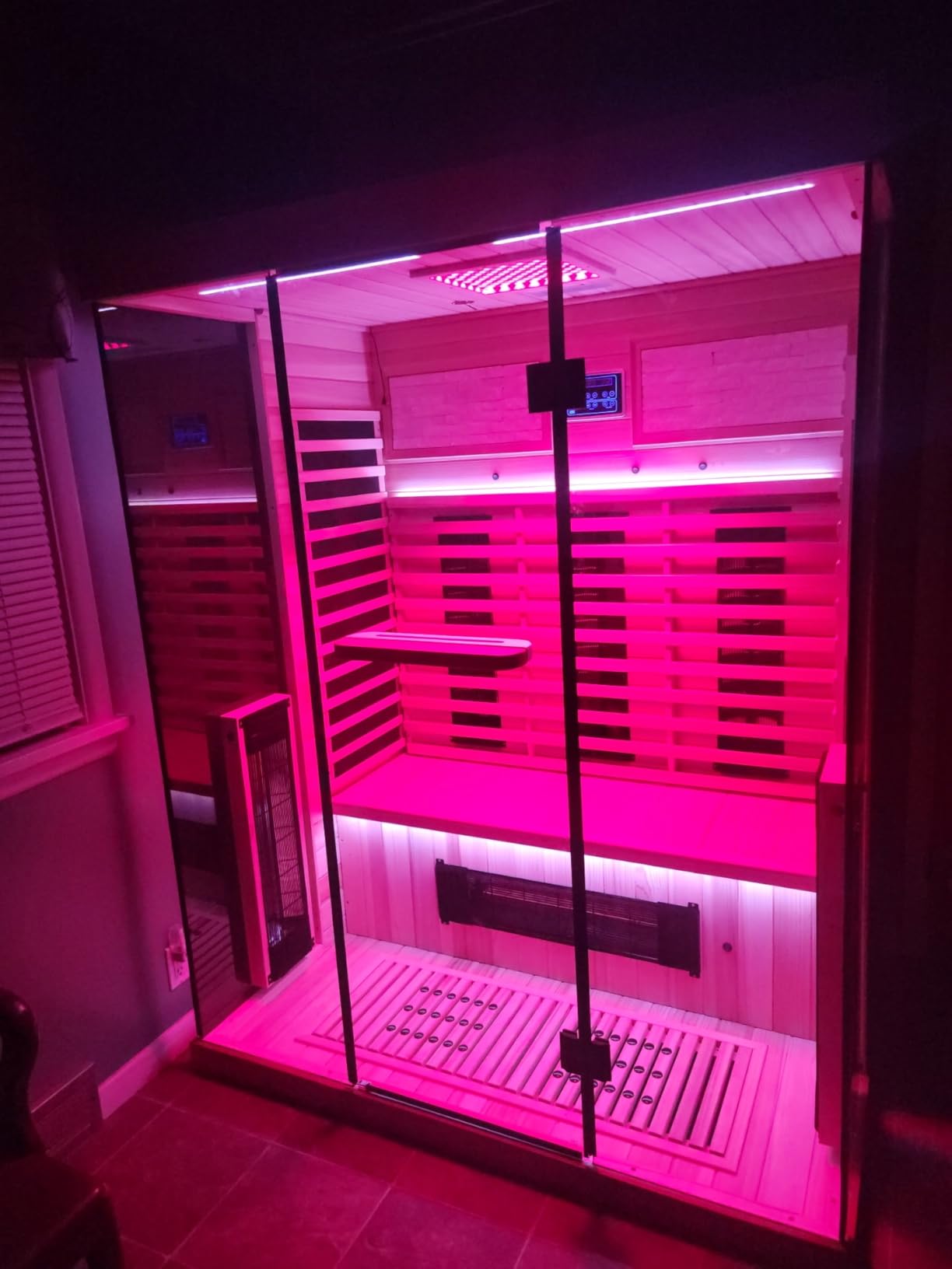 MEISSALIVVE Full Spectrum Infrared Sauna, 3-4 Person Home Sauna, Wooden Canadian Hemlock Luxury Indoor Spa Sauna with Resonance Speaker, Panoramic Tempered Glass Door customer photo 1