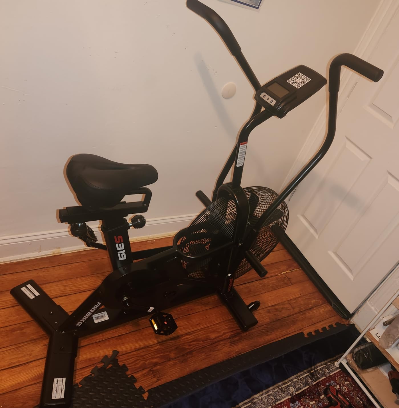 pooboo Exercise Bike, Air Resistance Bluetooth Fan Bike w/Dual Action Handlebars & Dual-Layer Transmission System customer photo 2