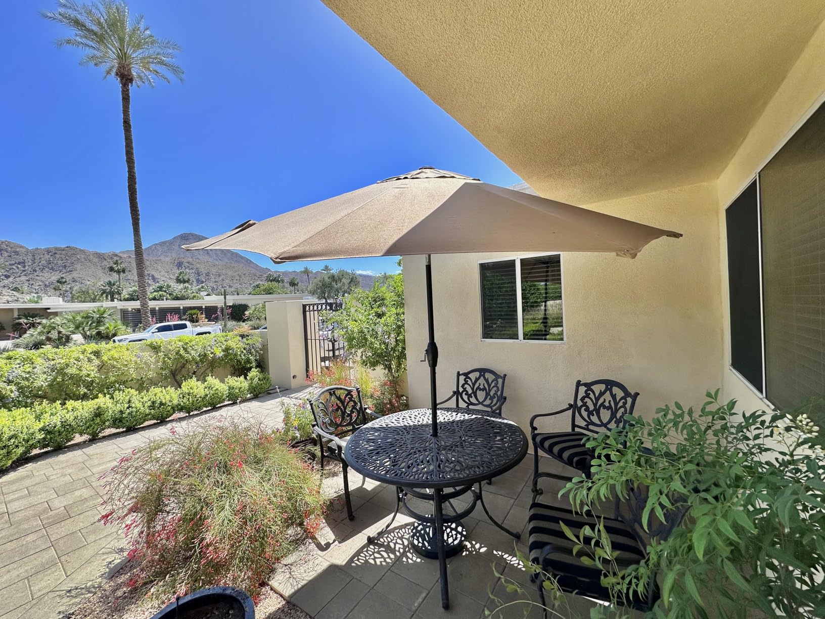 Midtown Umbrellas - The Lean 10 Ft Patio Umbrella with Fade-Resistant Sunbrella Fabric, Auto-Tilt Aluminum Frame and 8 Reinforced Ribs for Deck, Pool & Garden - Canvas Navy Canopy, Black Pole customer photo 2