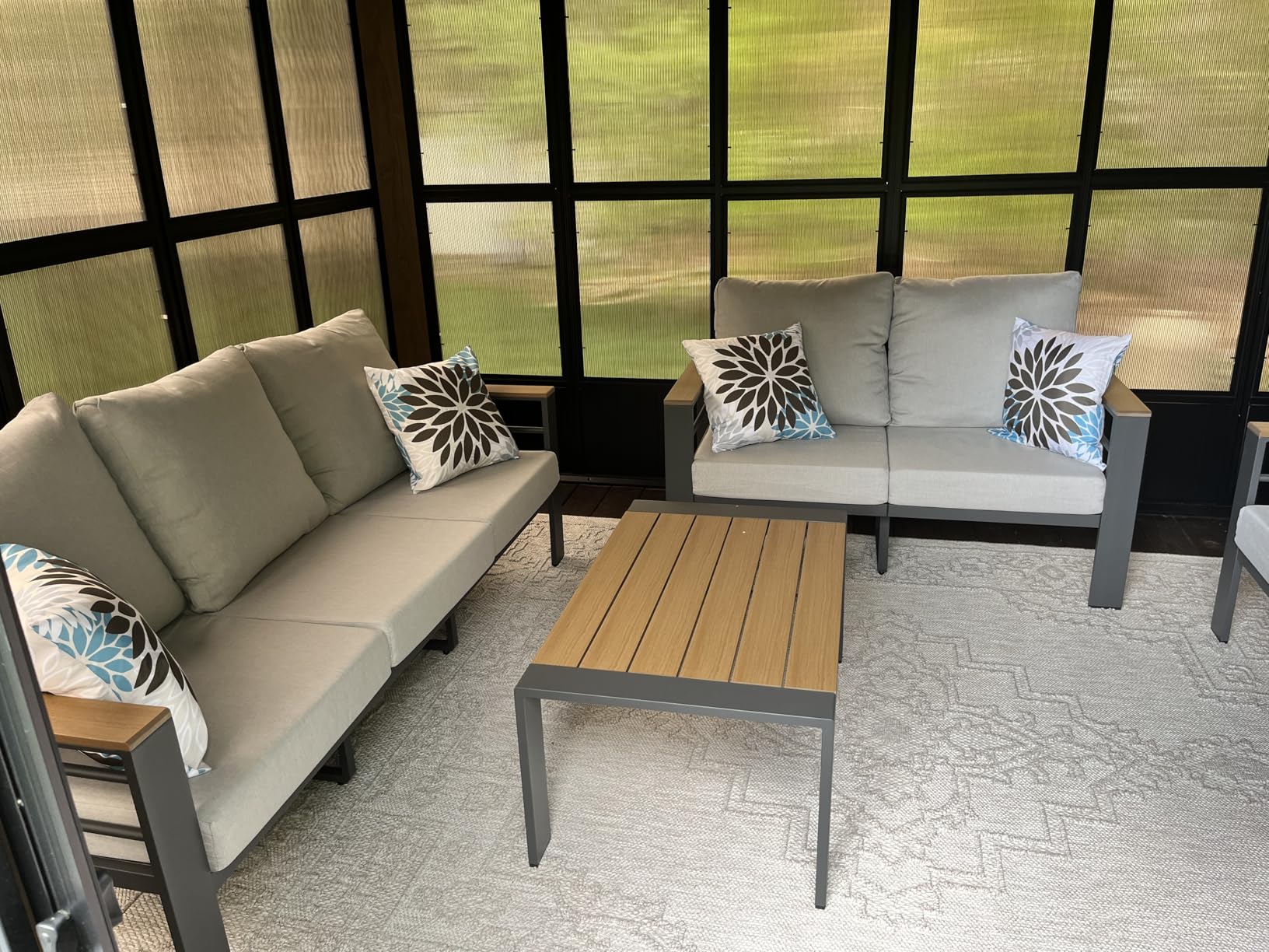 Aoxun Aluminum Patio Furniture Set 7 Seats, Oversized Outdoor Sectional with Washable Thick Cushions, Coffee Table and Waterproof Cover, Patio Conversation Sets for Porch, Balcony, Deck customer photo 1