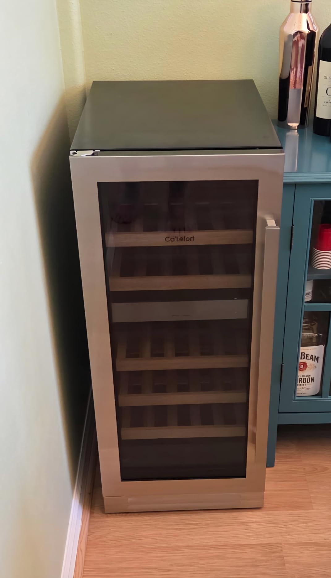 Ca'Lefort 24 Inch Wine and Beverage Refrigerator, 60 Can and 20 Bottle Wine Fridge 36-72°F, 3 LED Dual Zone Wine Cooler with Glass Door, Built-in Compressor Refrigerator for Home/Kitchen (4.10 cu.ft) customer photo 1