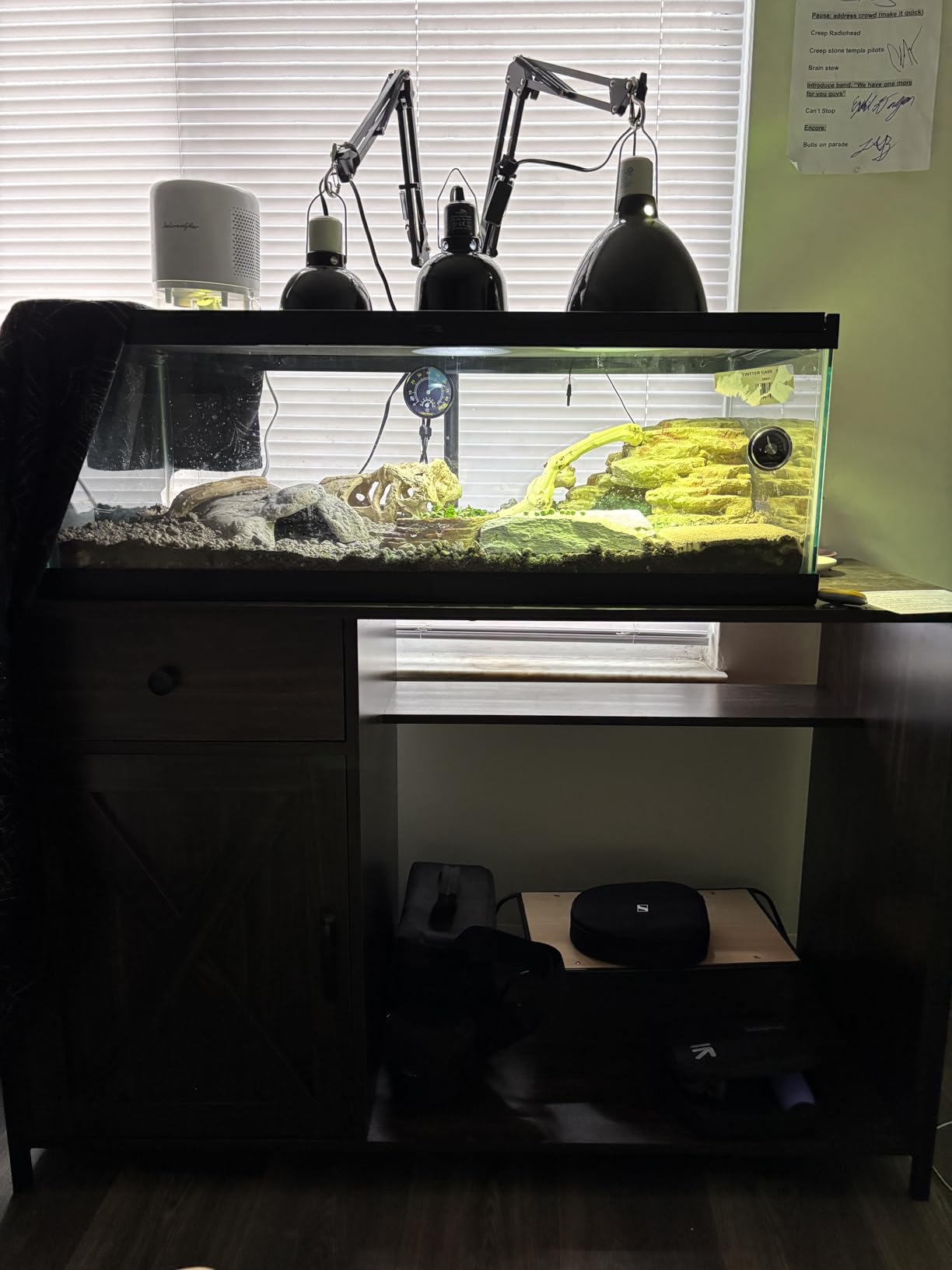 4ever2buy 55-75 Gallon Fish Tank Stand with Power Outlets, LED Light, Heavy Duty Aquarium Stand with Cabinet for Fish Tank Accessories Storage, for Turtle Tank, Reptile Terrarium, 1100LBS, Gray customer photo 2