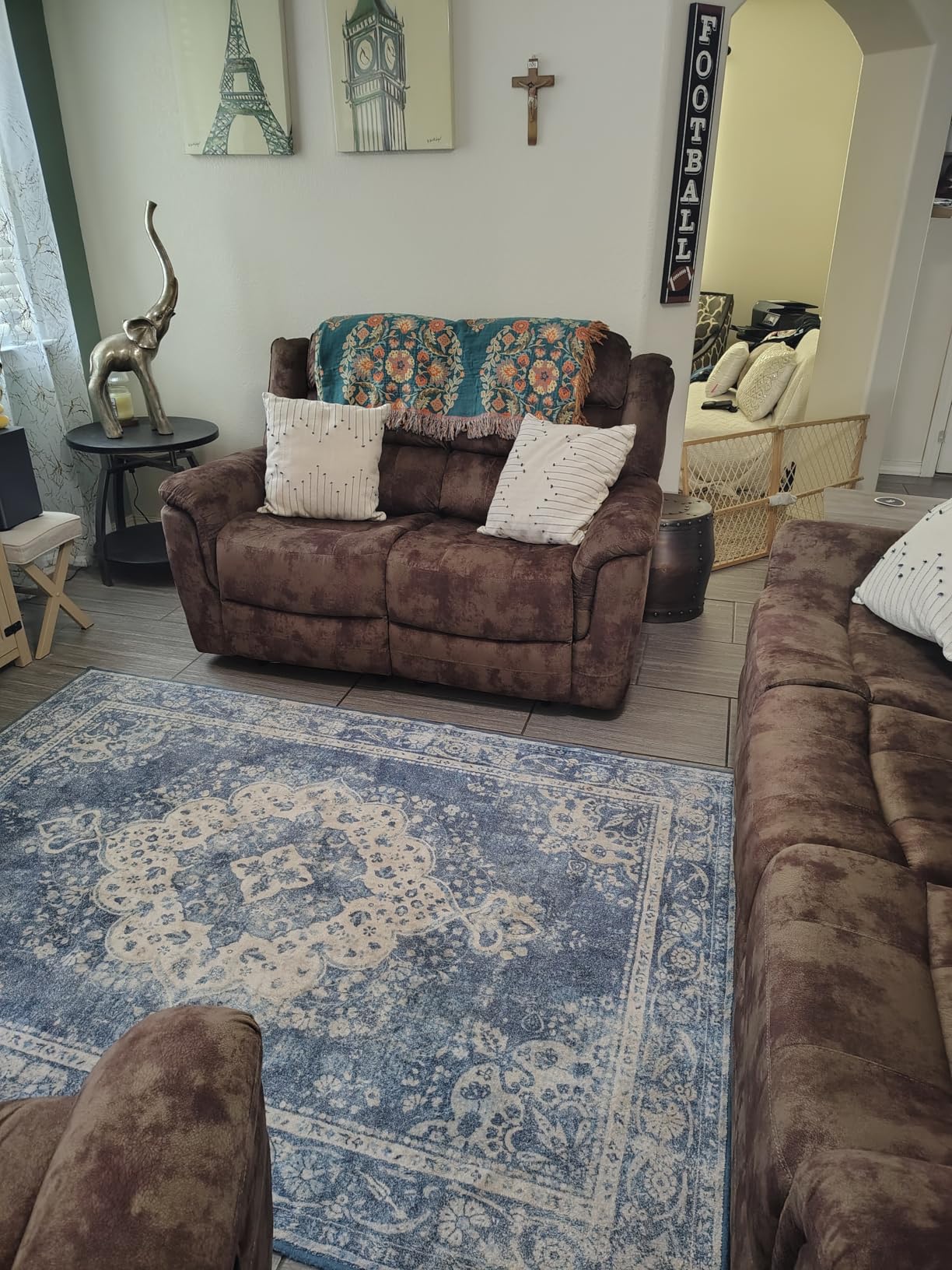 EBELLO Loveseat Recliner Sofa for Living Room, Extra Wide Modern Overstuffed 2 Seat Reclining Sofa Chair, Breathable Fabric Dual Manual Recliner, Brown customer photo 1