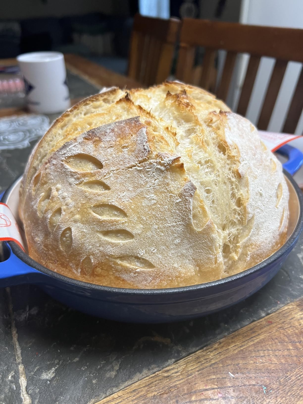 Dutch Oven for Bread Baking-5QT Cast Iron Sourdough Dutch Oven Pot with Lid, Enameled Round Cast Iron Bread Pot with Dome Lid for Homemade, Gifts for Sourdough Bakers, Blue customer photo 1