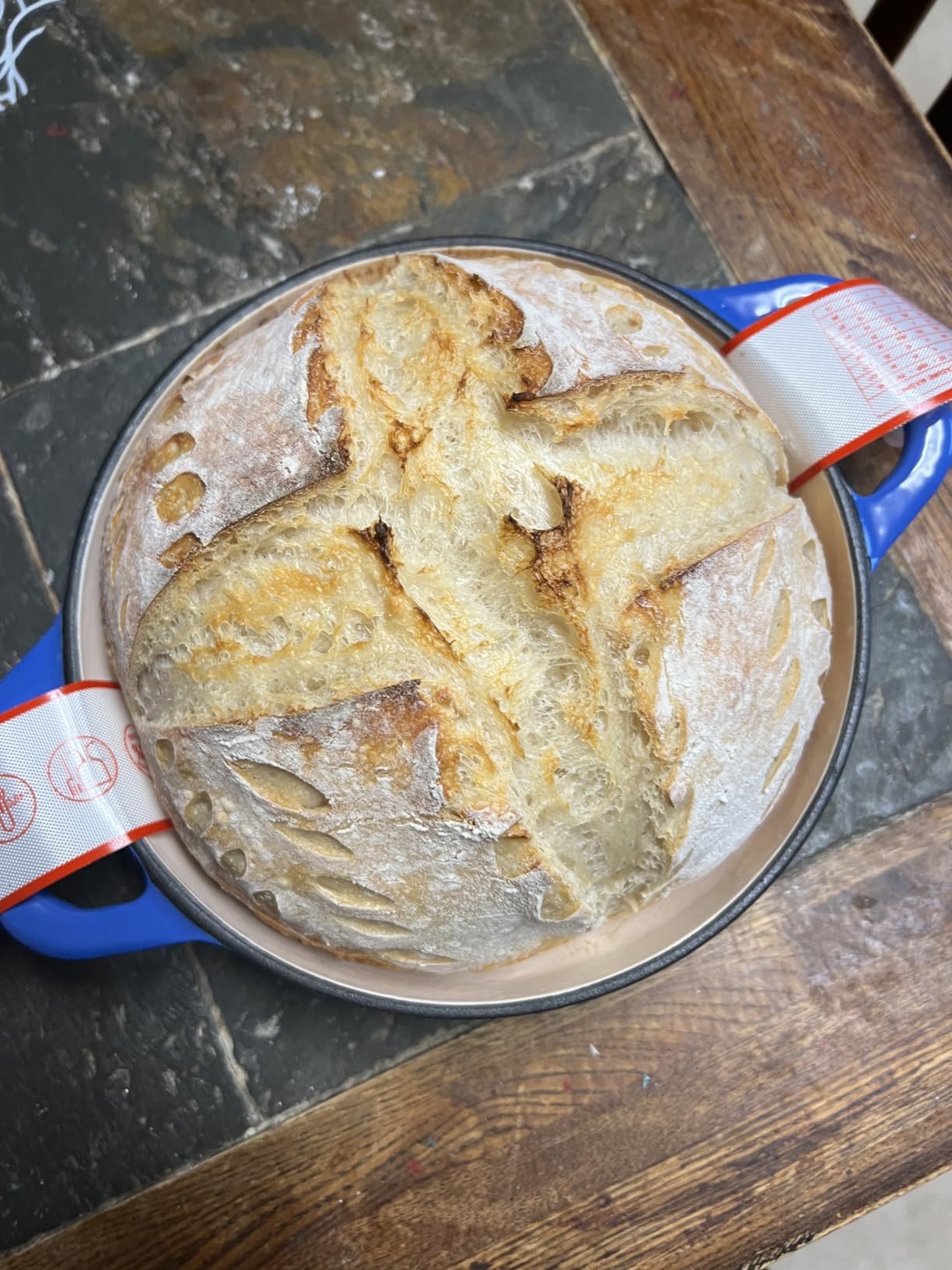 Dutch Oven for Bread Baking-5QT Cast Iron Sourdough Dutch Oven Pot with Lid, Enameled Round Cast Iron Bread Pot with Dome Lid for Homemade, Gifts for Sourdough Bakers, Blue customer photo 2