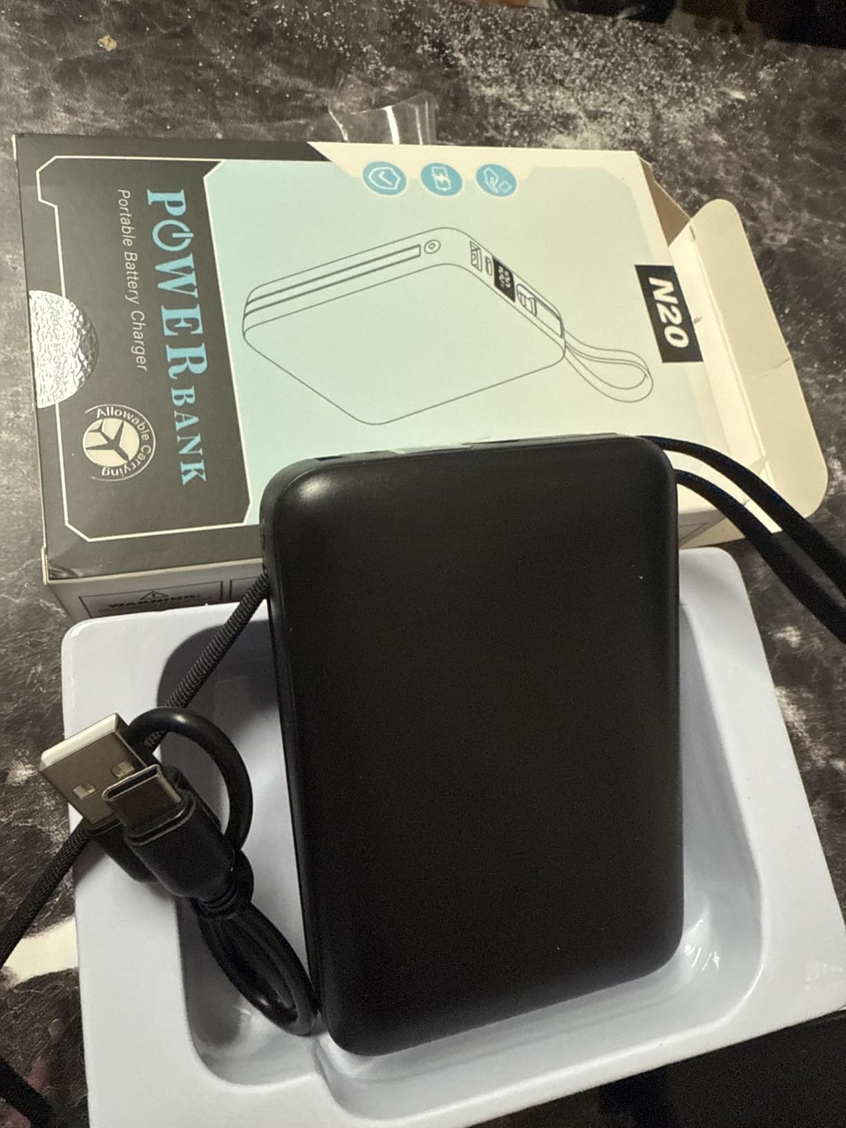 Portable Charger 50000mAh Power Bank, Portable Phone Charger with 2 Built in Cables, 22.5W Fast Charging Travel Essentials Battery Pack for iPhone/iPad/MacBook/Android/Samsung Galaxy, Carbon Black customer photo 2