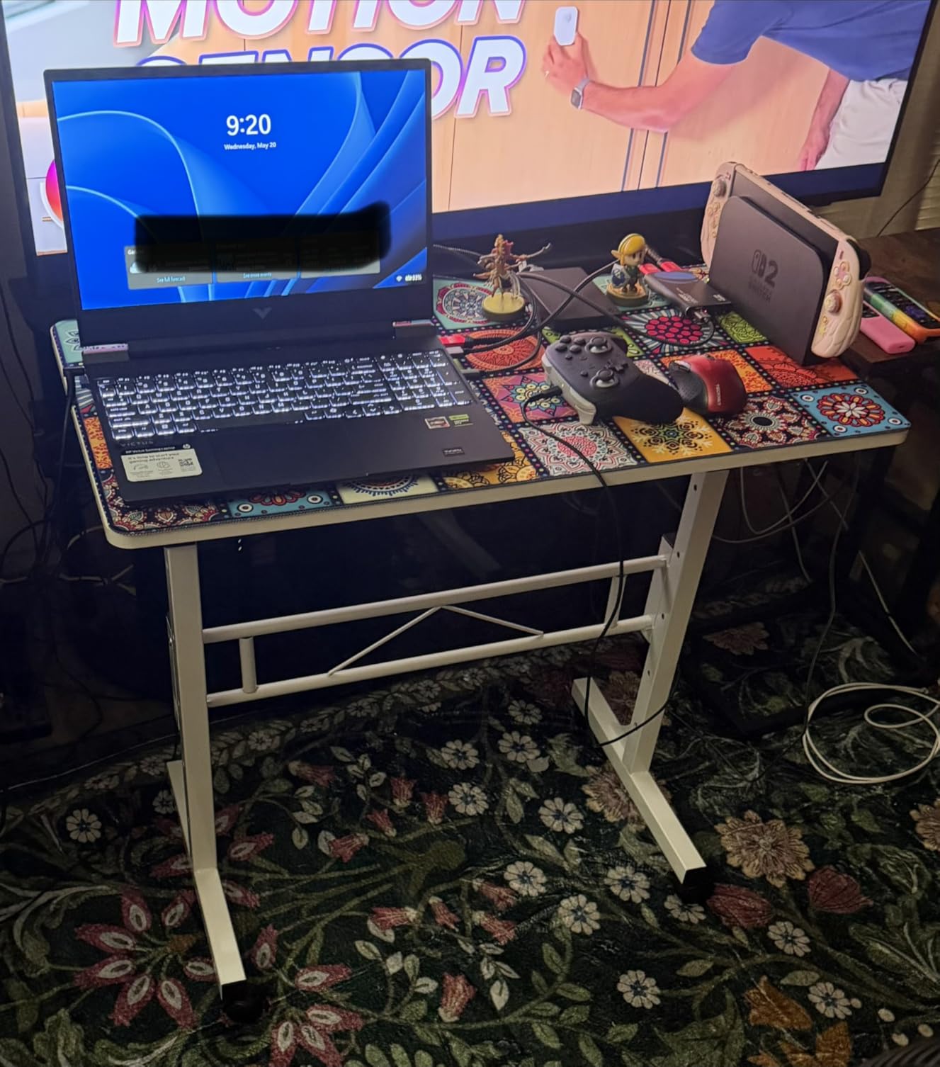 Amztabler Small Standing Desk Adjustable Height, Mobile Stand Up Desk with Wheels, 32 Inch customer photo 1