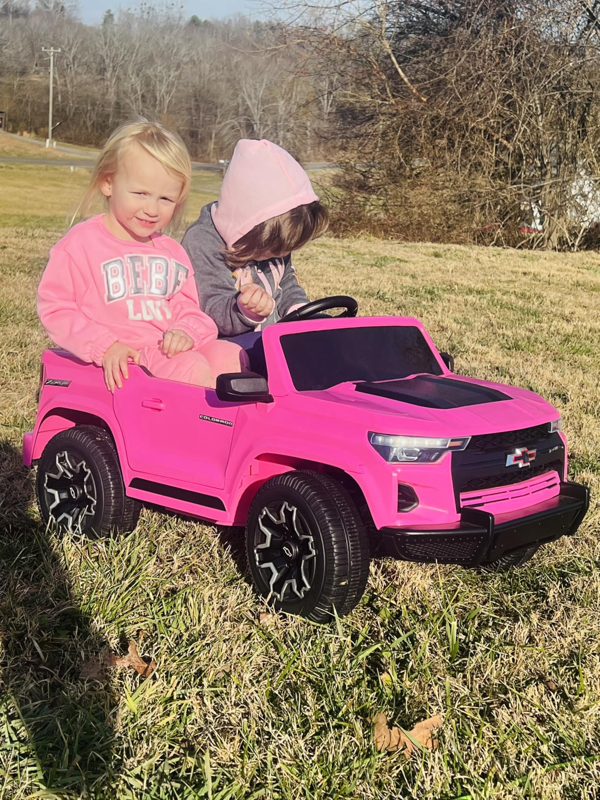 Winado Licensed Chevrolet Colorado Electric Car for Kids, 12V Ride on Toys for Toddlers with Remote Control, Battery Powered Electric Car Ride On Vehicle w/Bluetooth, Soft Start, LED Lights - Pink customer photo 1