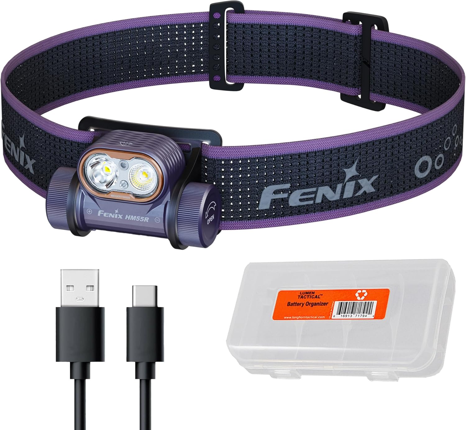 Fenix HM55R Rechargeable Headlamp, 1200 Lumen Spotlight Floodlight & Red Light, Lightweight, Long Runtime, USB-C Charging, Waterproof for Camping, Hiking, Running with Lumentac Organizer (Purple) customer photo 1