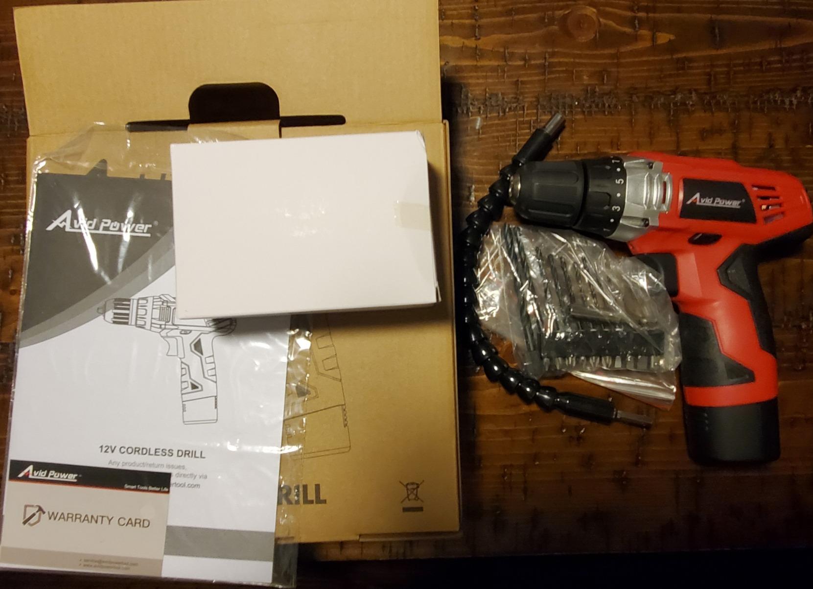 AVID POWER Brushless Power Drill Set, 2-Speed Control, 3/8-Inch Keyless Chuck & 25+1 Position, 12V Electric Drill Cordless Driver Kit with 2000mAh Battery, Charger and 22pcs Accessories customer photo 1