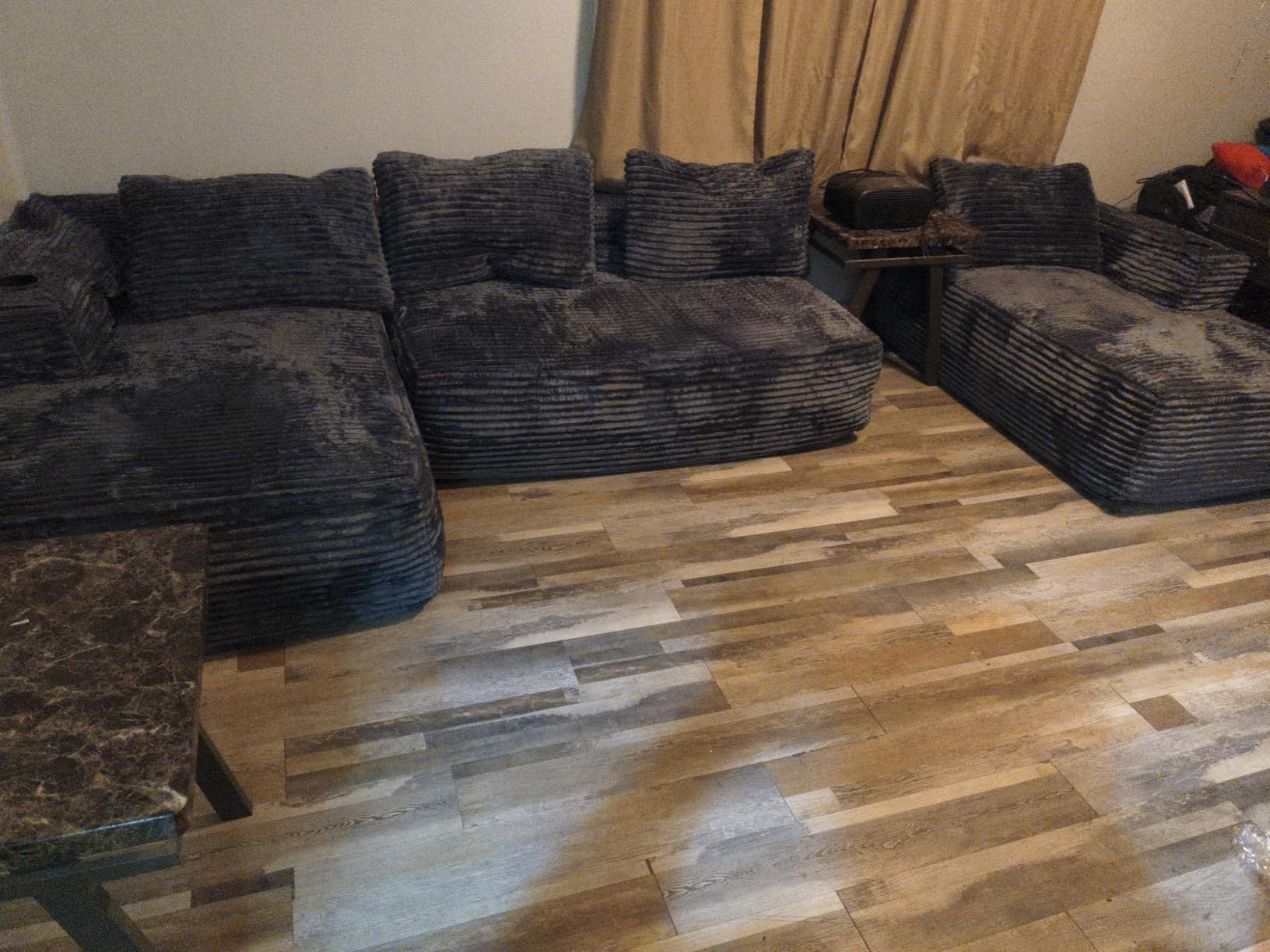 134 Inch Modular Sectional Sleeper Sofa, Boneless Cloud Couch for Living Room, U Shaped 5 Seat Sofa with 2 Storage Pockets & 2 Cup Holders, Free Combination, No Assembly Required (Black) customer photo 2