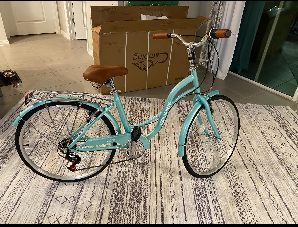 Ktaxon Women Bike 24/26 Inch Bicycles for Women, Beach Cruiser Bike with Premium Derailleur & Shift Lever, Adjustable Seat, High-Carbon Steel Frame customer photo 1