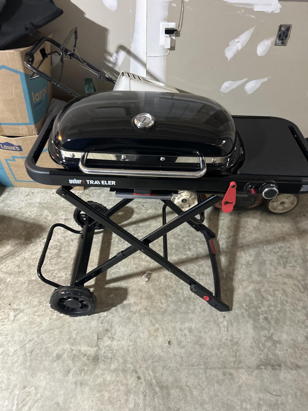 Weber Traveler Portable Gas Grill (Liquid Propane) for Outdoor Cooking - Black, Porcelain-Enameled Lid, Side Table, Folding Portable Grill with Wheels for Camping, Tailgating & Travel customer photo 1