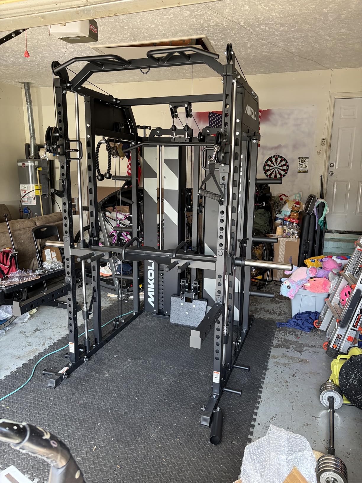 Mikolo Smith Machine with Weight Stack, Power Cage Home Gym System with LAT Pulldown & Cable Crossover customer photo 1