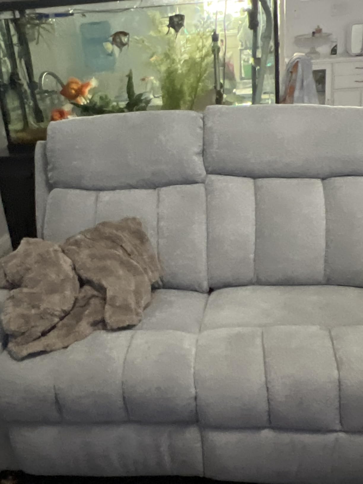 CANMOV Manual Recliner Sofa Set, Fabric Reclining Sofa Chair with Side Pockets and Cup Holders, Living Room Set Includes 3 Seat&Loveseat for Bedroom, Meeting Room, Home Theater, Dark Grey customer photo 1