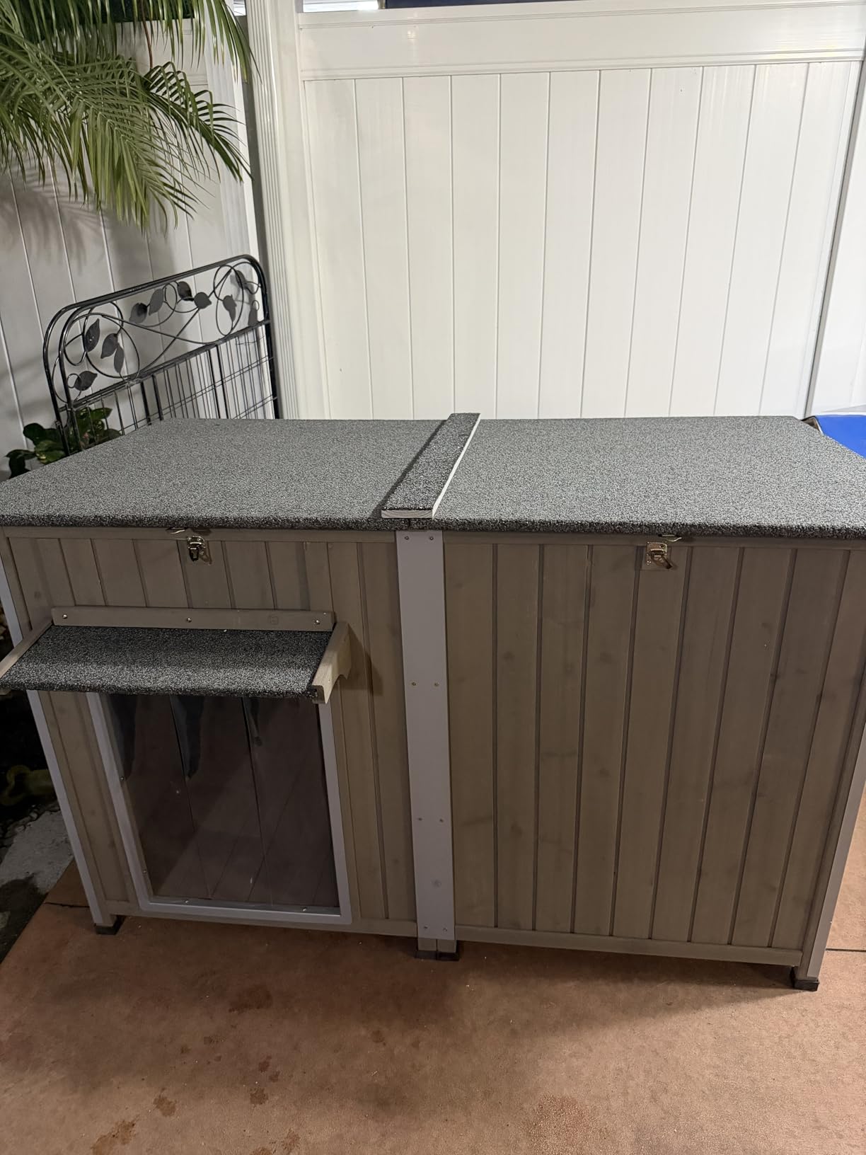 Ketive 55''L Dog House Outdoor Large Breed Extra XL Wooden Dog House with Weatherproof Asphalt Roof, All-Around Iron Frame, Removable Floor, Openable Top Roof, Air Vents Window for Medium to Large Dogs customer photo 1