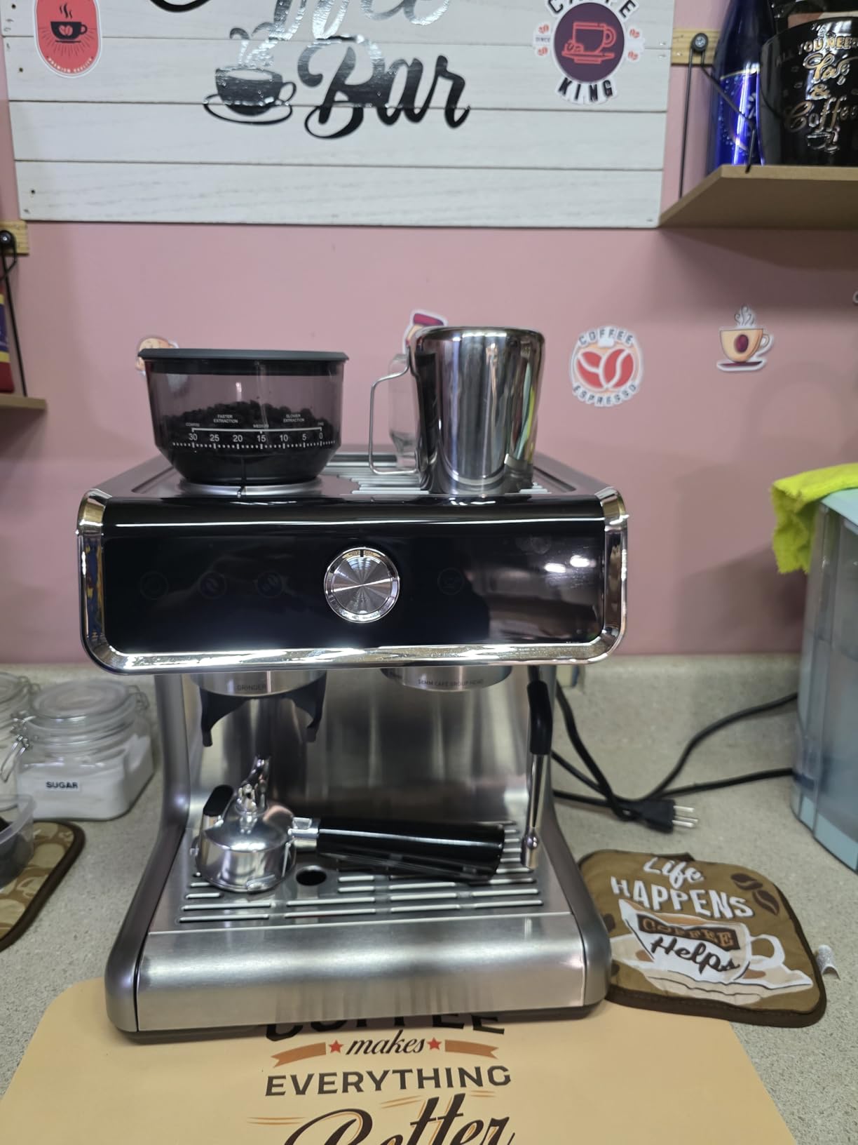EUHOMY Espresso Machine with Grinder, 20 Bar Professional Espresso Coffee Maker for Home, with Milk Frother for Latte, Cappuccino & Barista-Style customer photo 2