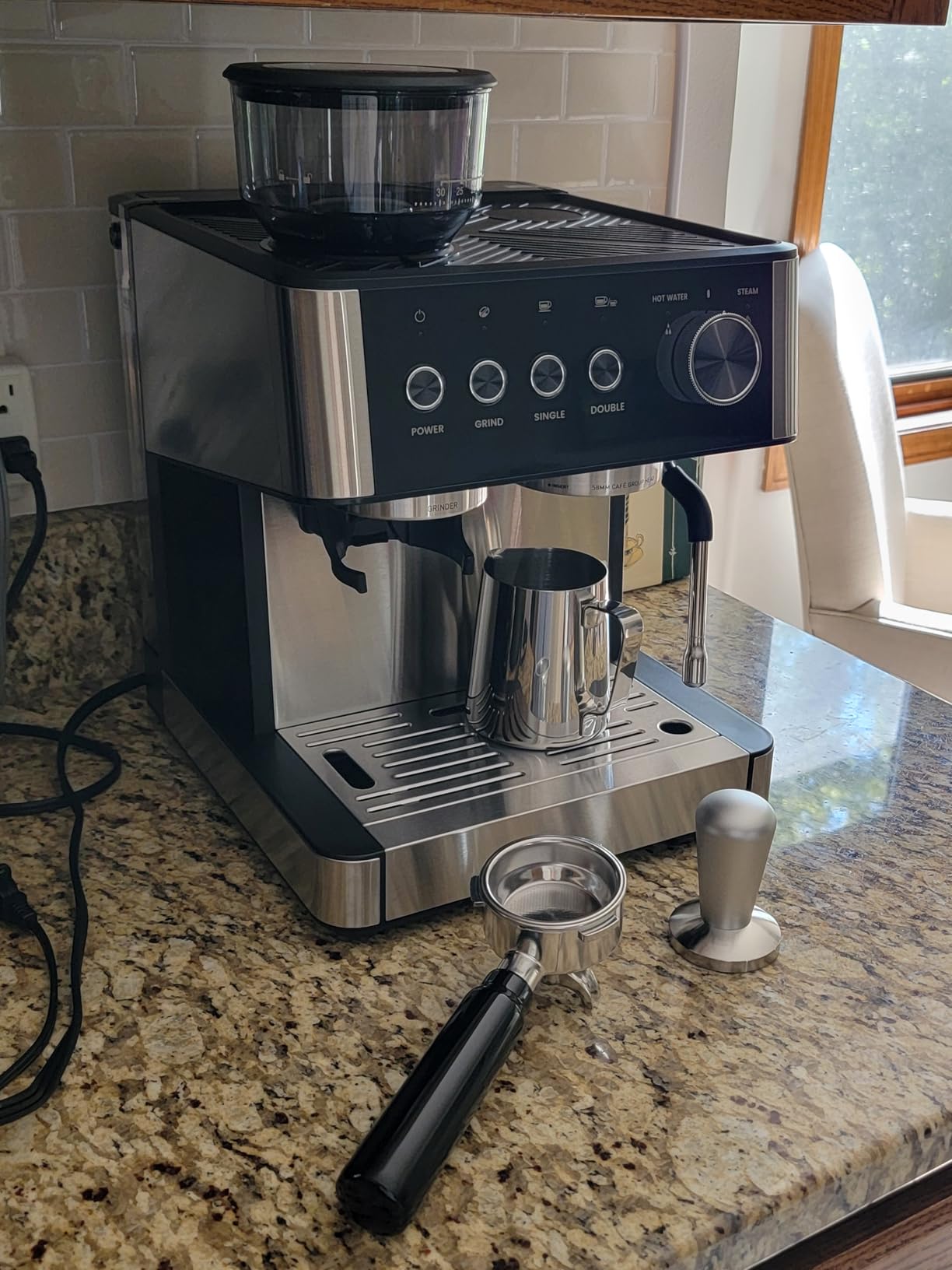 COWSAR 20 Bar Espresso Machine with Grinder & Milk Frother Steam Wand, 58mm Expresso Coffee machines, Commercial Stainless Steel Coffee Maker for Cappuccino and Latte, Perfect for Home Cafe-Pro customer photo 2