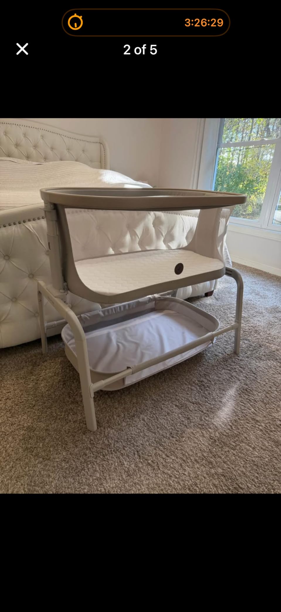 Maxi-Cosi Iora Baby Bassinets Bedside Sleeper, Portable Bassinet, Infant Bedside Sleeper Crib, Height Adjustable, Breathable Mesh, Large Storage Basket, Truffle customer photo 1