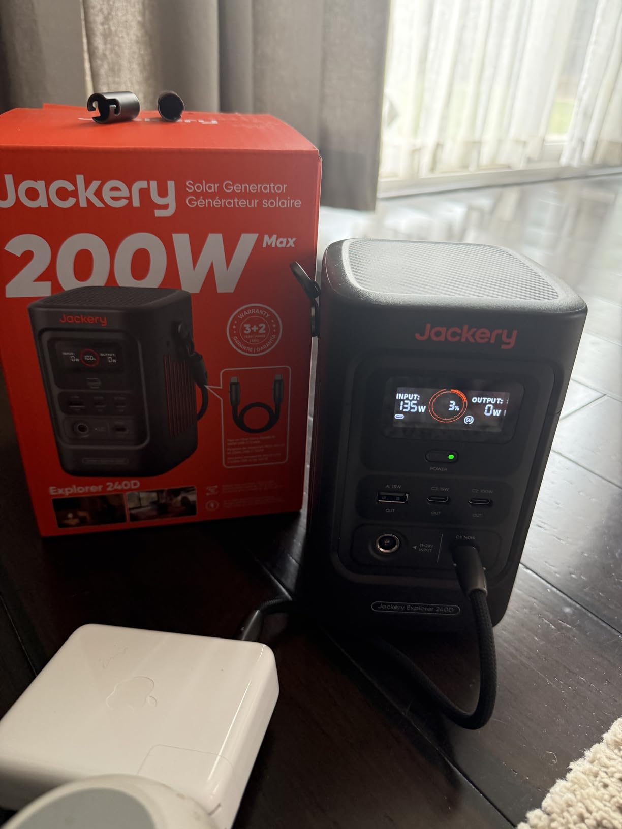 Jackery Explorer 240D Power Bank (80,000mAh), LiFePO4 Battery 256Wh Portable Power Station, USB-C Cable Included, 200W DC Output, 1-Hour Fast Charging, Compact for Outdoor Camping, Travel, Emergencies customer photo 1
