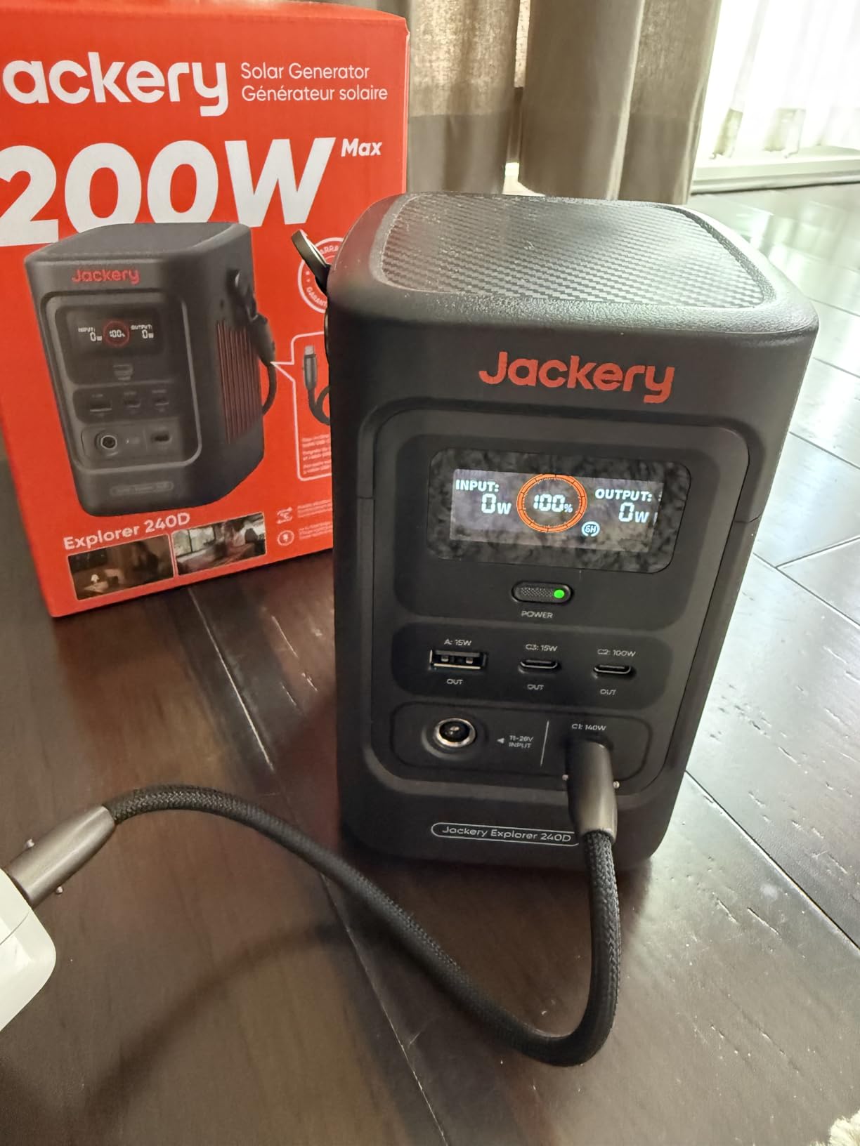 Jackery Explorer 240D Power Bank (80,000mAh), LiFePO4 Battery 256Wh Portable Power Station, USB-C Cable Included, 200W DC Output, 1-Hour Fast Charging, Compact for Outdoor Camping, Travel, Emergencies customer photo 2