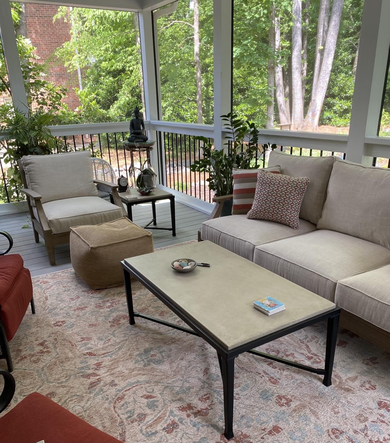 Signature Design by Ashley 4-Piece L-Shape Clare View Outdoor Sectional, Patio Conversation Furniture Set, Eucalyptus Wood with Nuvella Fabric Cushions for Backyard, Beige customer photo 1