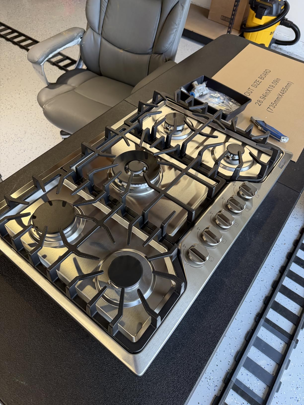 30 inch Gas Cooktop with 5 Italy SABAF Powerful Burners.Max 48,300 BTU/hr Built-in Gas Stove top of 304 Stainless steel,NG/LPG Convertible,ETL. customer photo 1