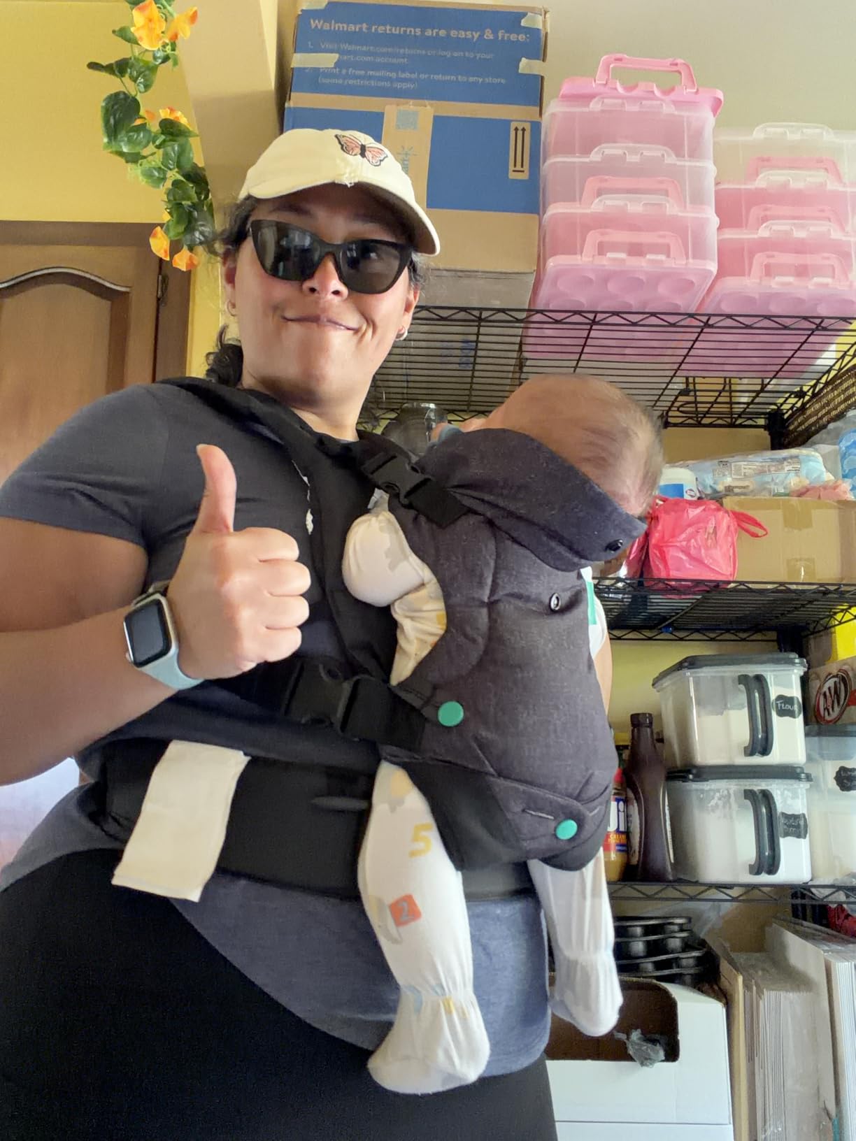 Infantino Flip Luxe 4-in-1 Convertible Baby Carrier, Ergonomic Infant to Toddler Carrier, Updated Lumbar Support, Premium Herringbone Fabric, Elevated Accents, Hands-Free Comfort, 7-35 lbs, Onyx customer photo 2