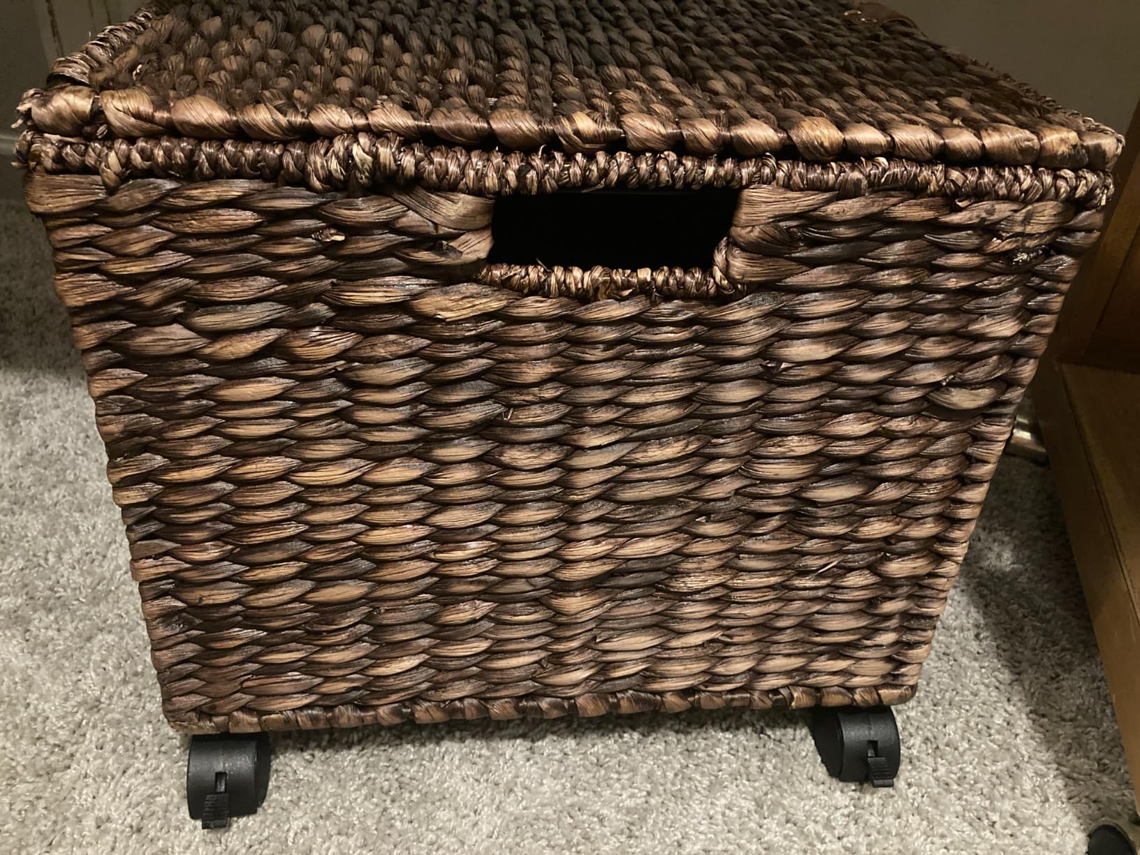 Best Choice Products Handwoven Water Hyacinth Rolling Filing Cabinet, Mobile File Organizer for Hanging Folders W/Lid and Locking Wheels For Home or Office - Chestnut customer photo 2