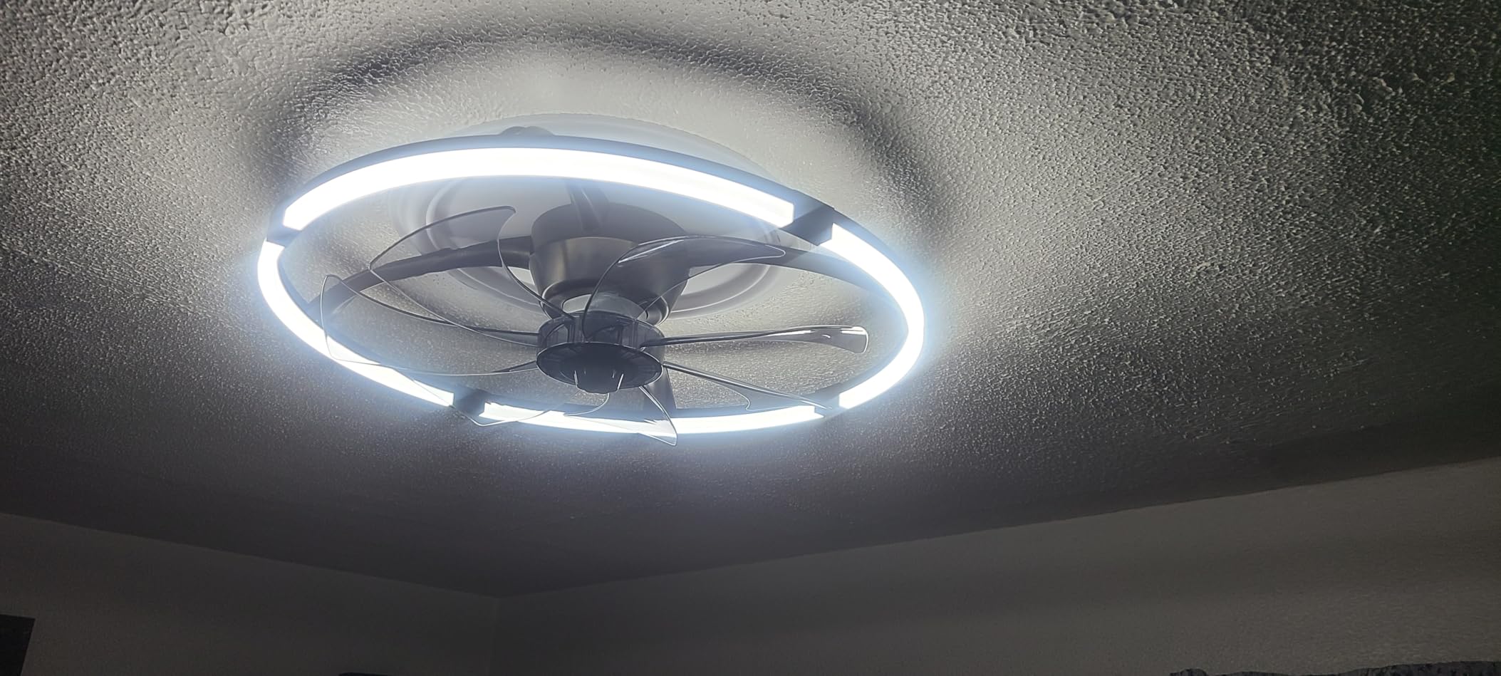 VOLISUN Low Profile Ceiling Fan with Lights and Remote, 19.7in Bladeless Ceiling Fans with Light Flush Mount, Dimmable Modern LED Fan Light, Black Fandelier Ceiling Fans for Bedroom, Living Room customer photo 2