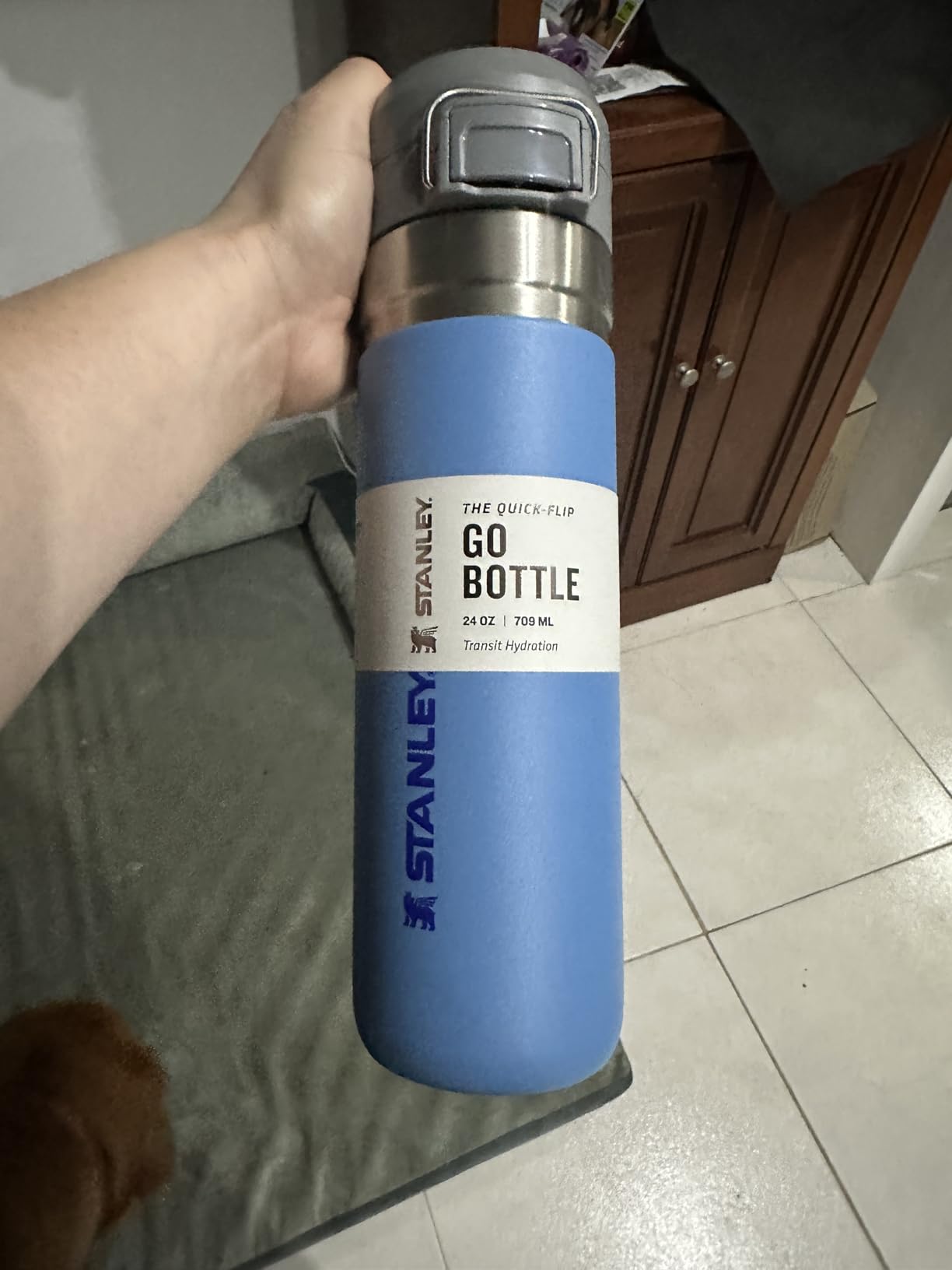 Stanley Quick Flip GO Water Bottle 24 oz | Push Button Lid | Leakproof and Packable for Travel and Sports | Insulated Stainless Steel | BPA-Free | Blue Sky customer photo 2