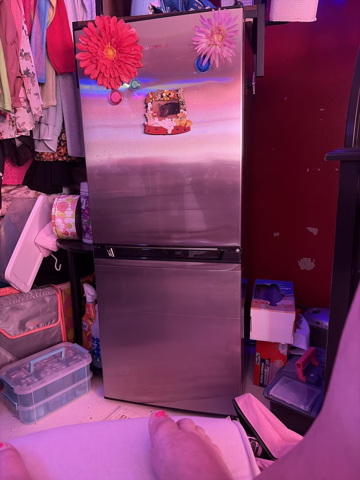 Upstreman 4.0 Cu.Ft Mini fridge with Bottom Freezer, Double Door, Low Noise Large Capacity Fridge, for Bedroom, Apartment, Kitchen, BM40 (Stainless) customer photo 1