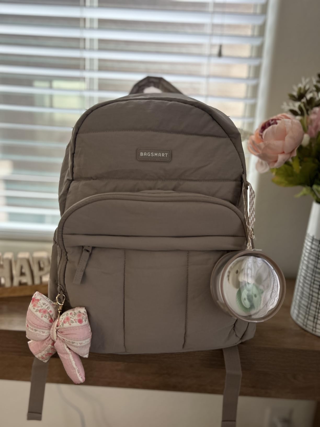 BAGSMART Diaper Bag Backpack, Multi-Pocket Puffy Diaper Bag with Waterproof Changing Pad, Lightweight Stroller-Friendly Diaper Bag with Insulated Pockets, Easy-Access Baby Essential, Camel customer photo 1
