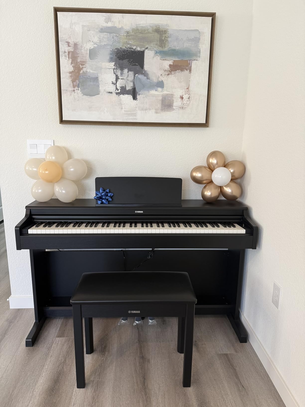 Yamaha YDP105 88-Key Weighted Action Upright Digital Piano for Beginner and Intermediate Players, Dynamic Response, Grand Piano Sound, 3-pedal Unit, Upright Design, Bench Included, White customer photo 2