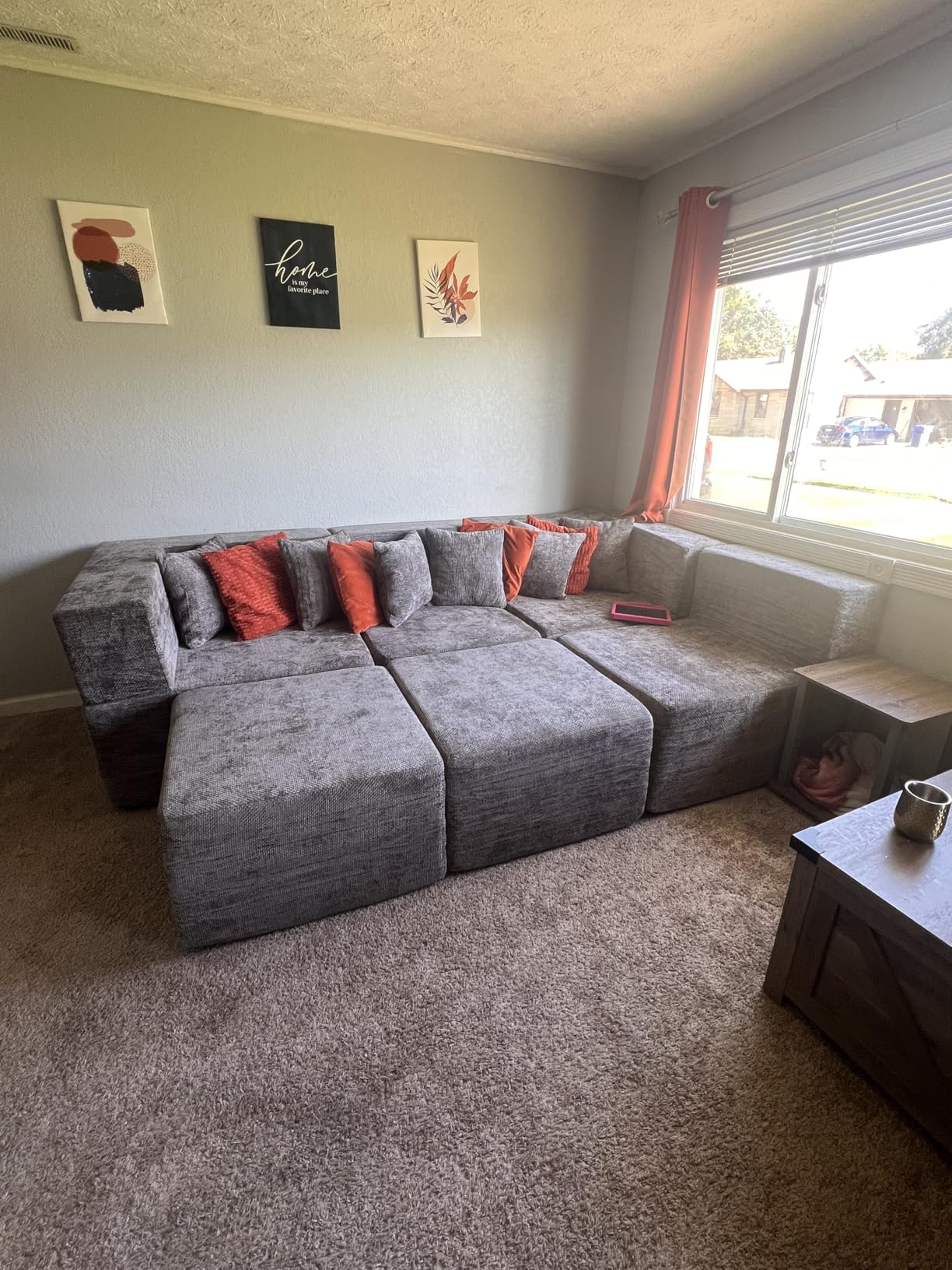 MONVANE Modular Sectional Sofa, Oversized 8 Seat Convertible U Shaped Couch with Ottoman, Comfy Chenille Cloud Couch with Deep Seat, Sectional Couches for Living Room, No Assembly Required, Grey customer photo 1