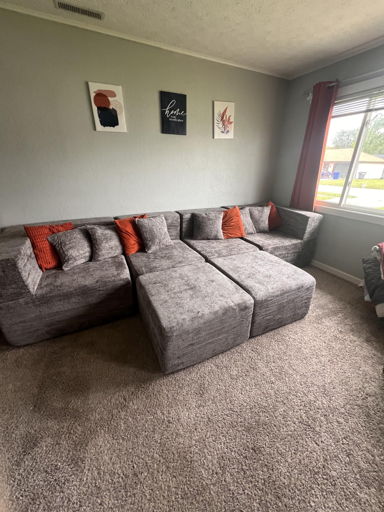 MONVANE Modular Sectional Sofa, Oversized 8 Seat Convertible U Shaped Couch with Ottoman, Comfy Chenille Cloud Couch with Deep Seat, Sectional Couches for Living Room, No Assembly Required, Grey customer photo 2