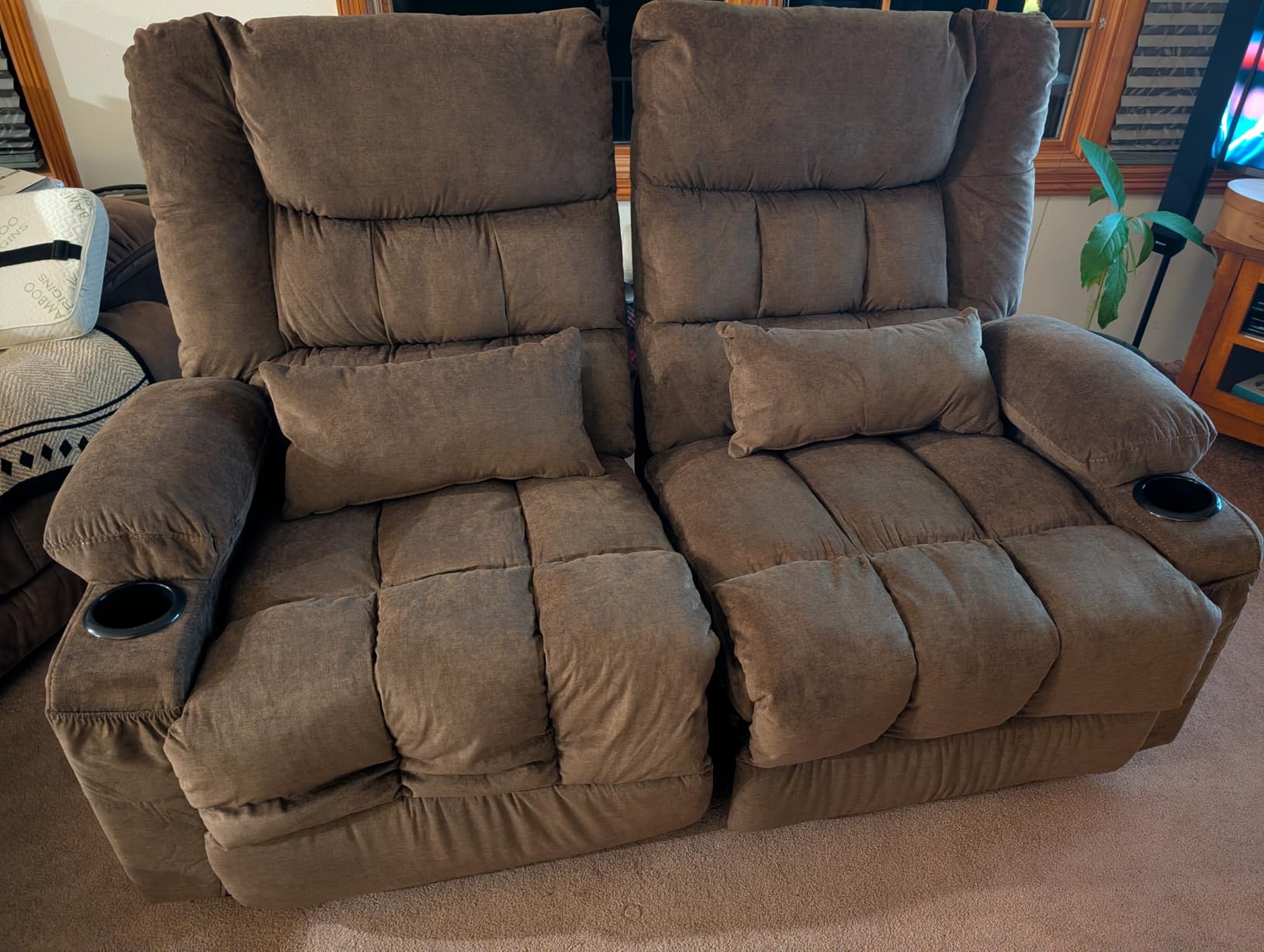 BOSMILLER Reclining Sofa with Cup Holders for Living Room 3 Seat Manual Sofa Recliner with Side Pocket customer photo 1