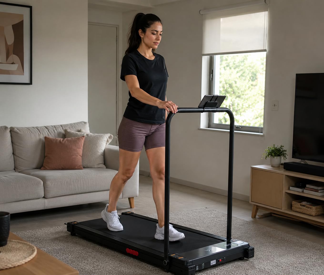Portable Walking Pad Treadmill with Incline, 0.6-7.6MPH Mini Walking Treadmills for Home Small, 3.0HP Electric Under Desk Treadmill for Exercising, Small Treadmills with Handle Bar, 350 LB Capacity customer photo 1