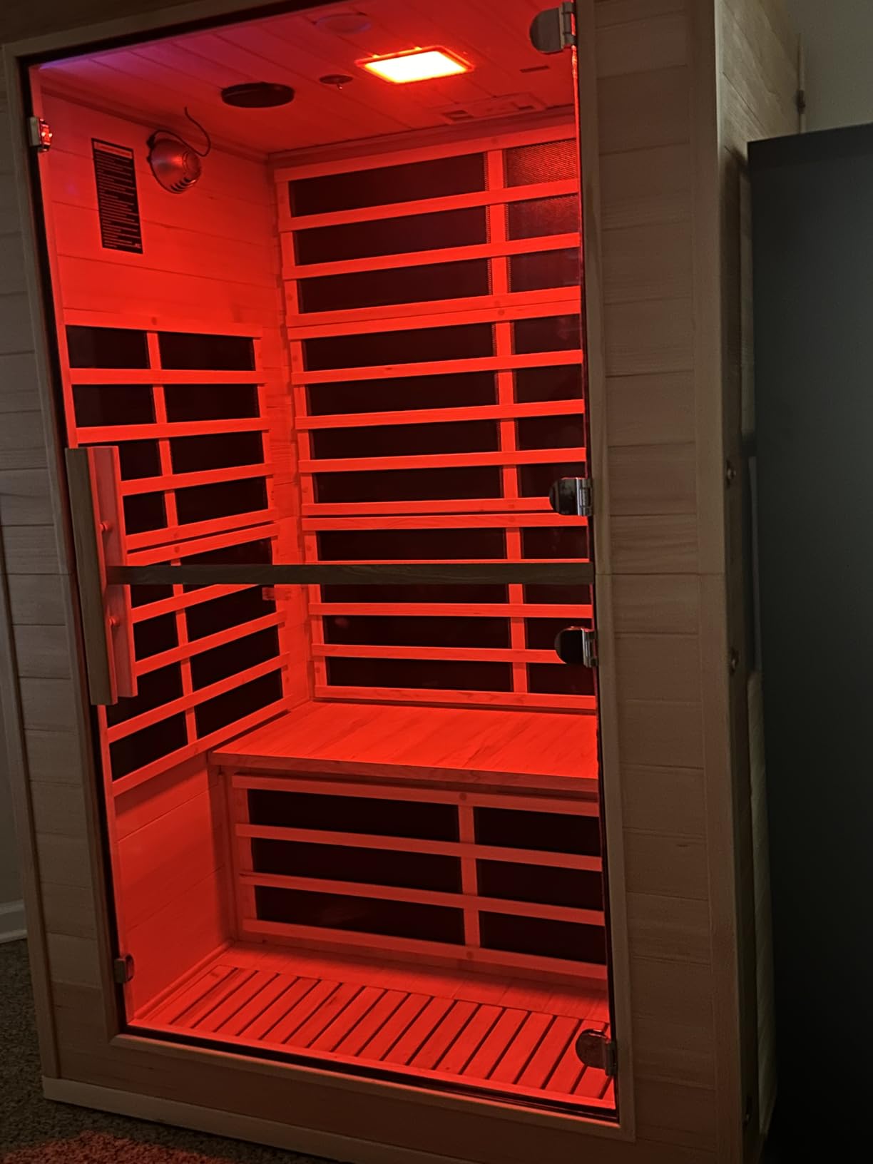 2 Person Far Infrared Sauna with Smart APP Control, Canadian Hemlock Wood Infrared Sauna Room, 1800W Low EMF Indoor Sauna with 8 Mica Heating Panels, Chromotherapy Color Light, Home Spa for Relaxation customer photo 1