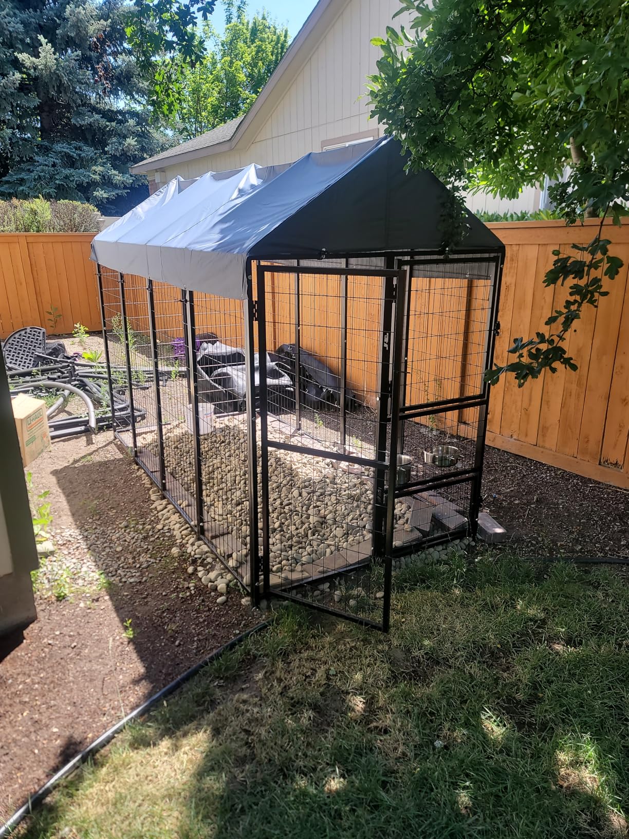 DWVO 10'x10' Dog Kennel Outdoor with Rotating Feeder Bowls, Outdoor Dog Pens with Roof, Heavy Duty Dog House for Medium Large Dogs customer photo 1