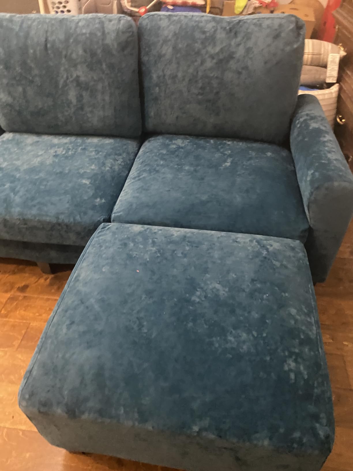 EASE MOOSE Large Seat Velvet L-Shaped Sofa, Soft 4 Seat Couch with Reversible Chaise, Comfy Sectional Modular Sofa with Removable Washable Covers for Living Room and Small Space, Dark Green customer photo 1