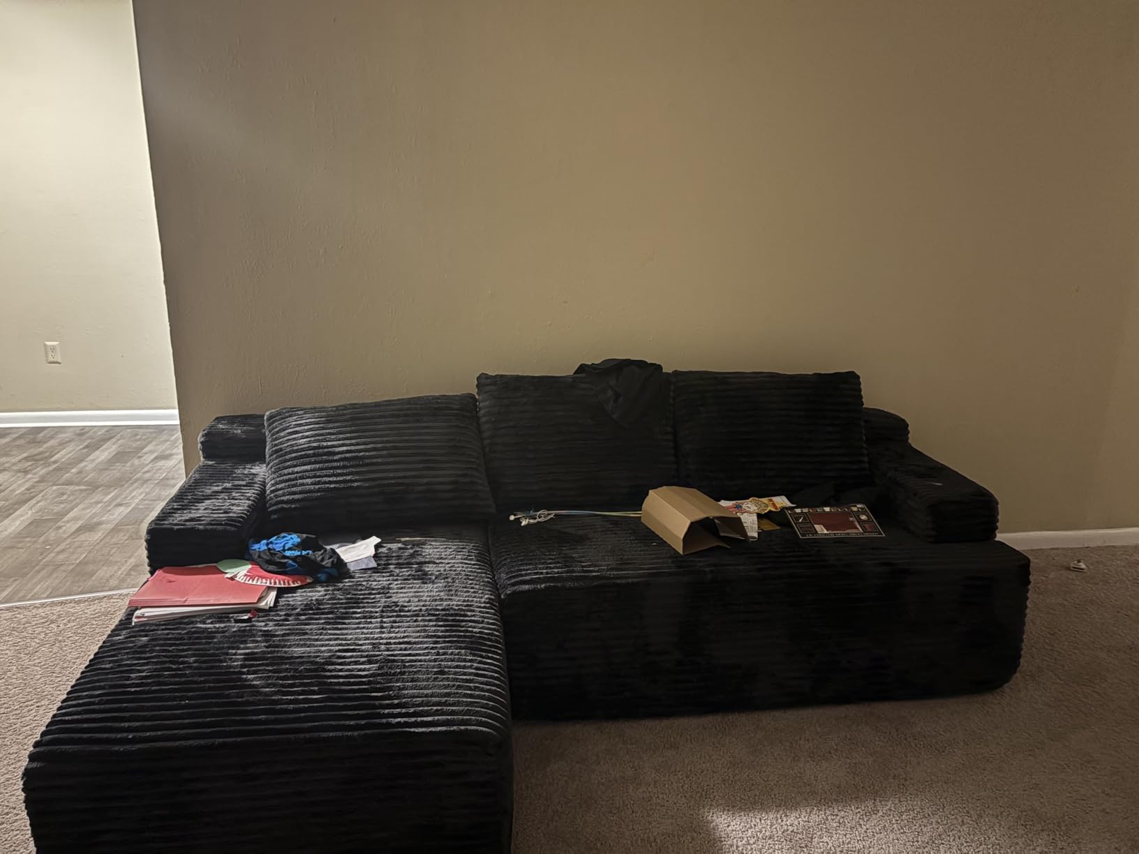 Right Facing Boneless Modular Sectional Sofa Cloud Couch with Deep Seat and Ottoman, Convertible U-Shaped Sectional Couch, No Assembly Required Floor Lounge Couch for Living Room customer photo 2