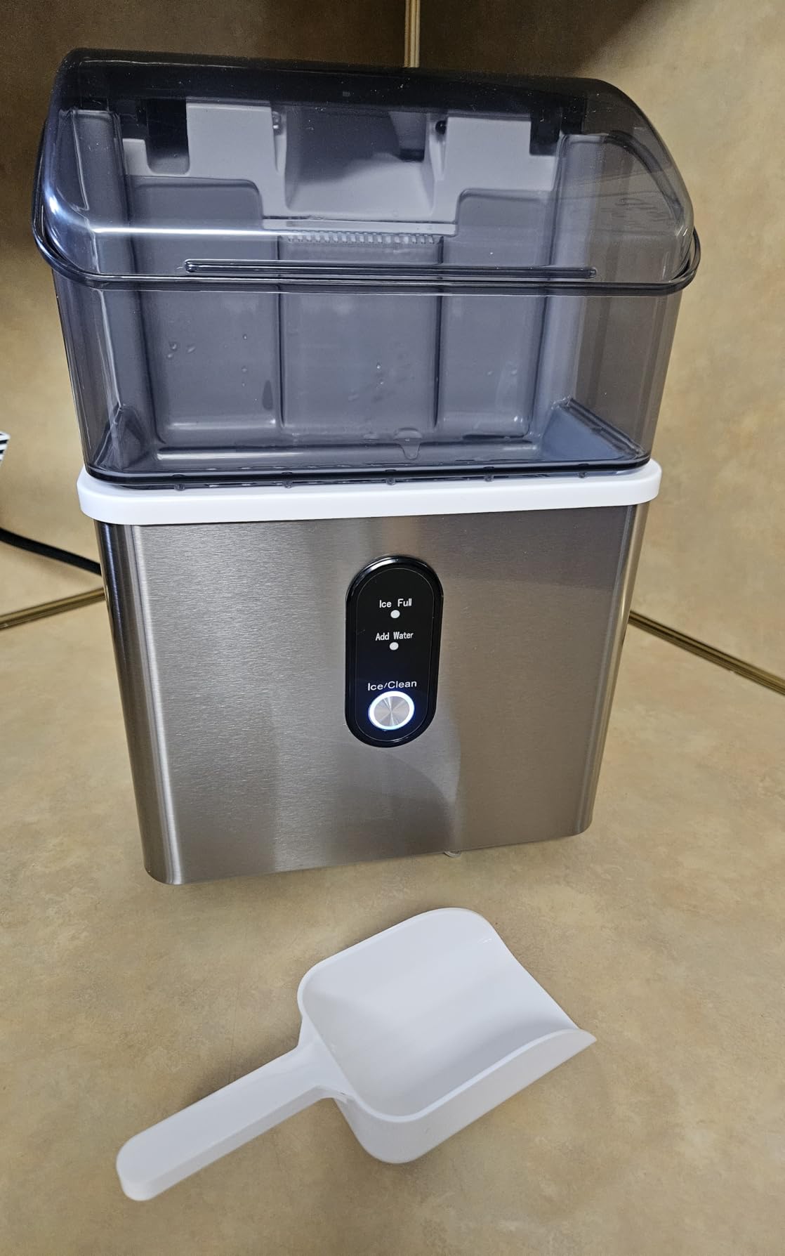 Nugget Countertop Ice Maker with Soft Chewable Ice, 35Lbs/24H, Pebble Portable Ice Machine with Ice Scoop, Self-Cleaning, One-Click Operation, for Kitchen,Office Stainless Steel Silver customer photo 2