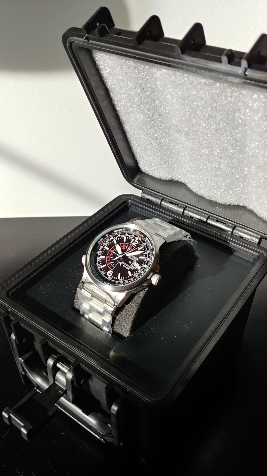 Citizen Men's Eco-Drive Promaster Air Nighthawk Pilot Stainless Steel Watch, Luminous, Black Dial, 42mm (Model: BJ7000-52E) customer photo 1